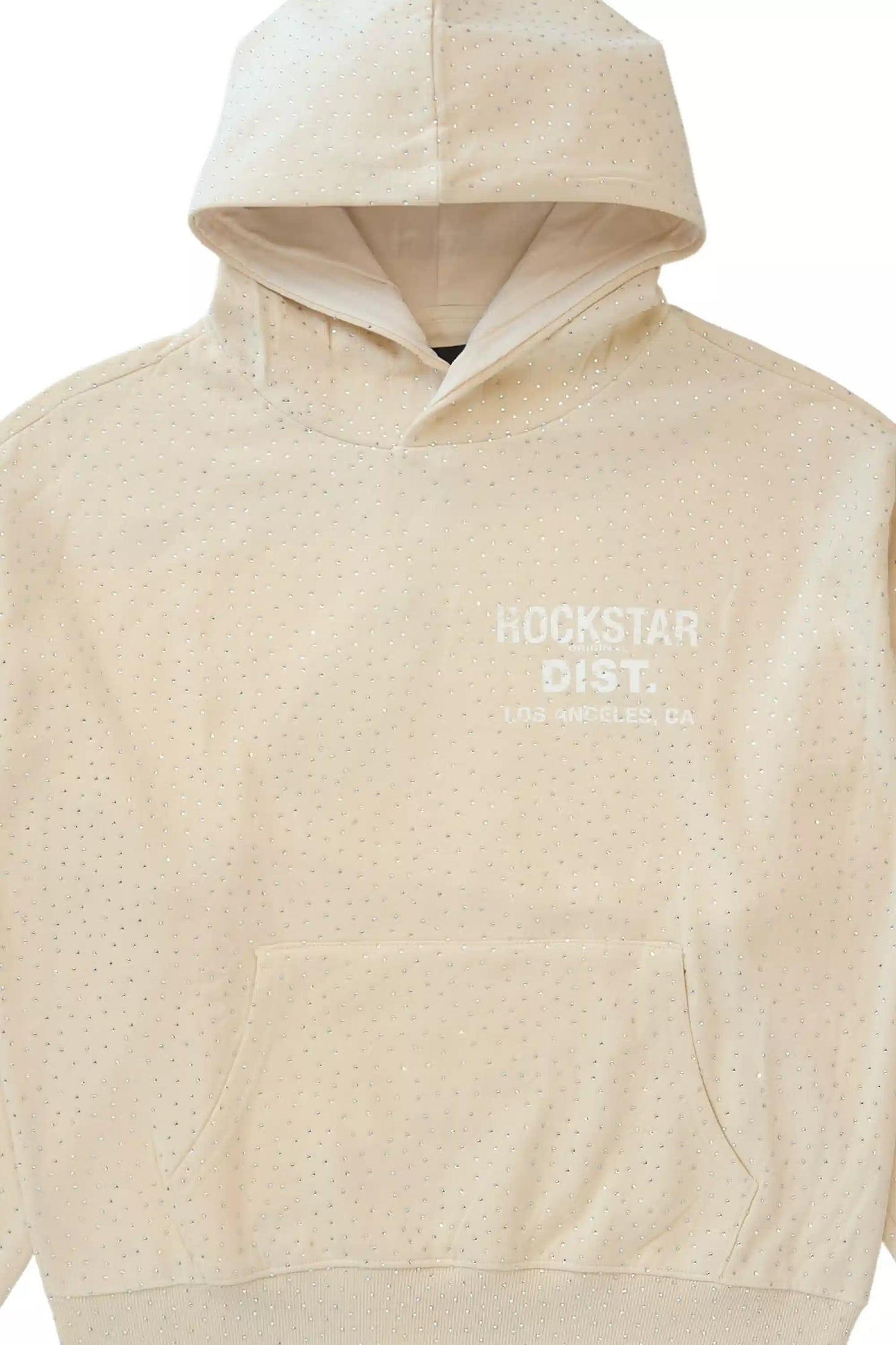 Lake Beige Rhinestone Oversized Hoodie