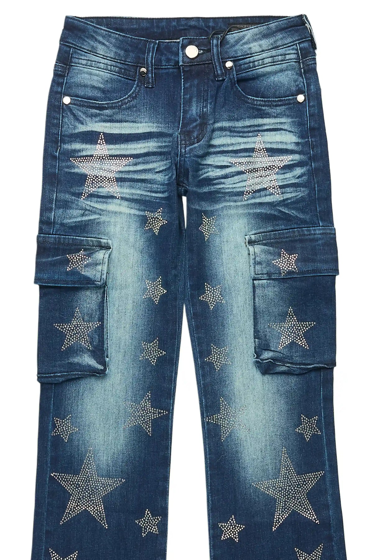 Girls Kendrica Dark Wash Rhinestone Stacked Jean