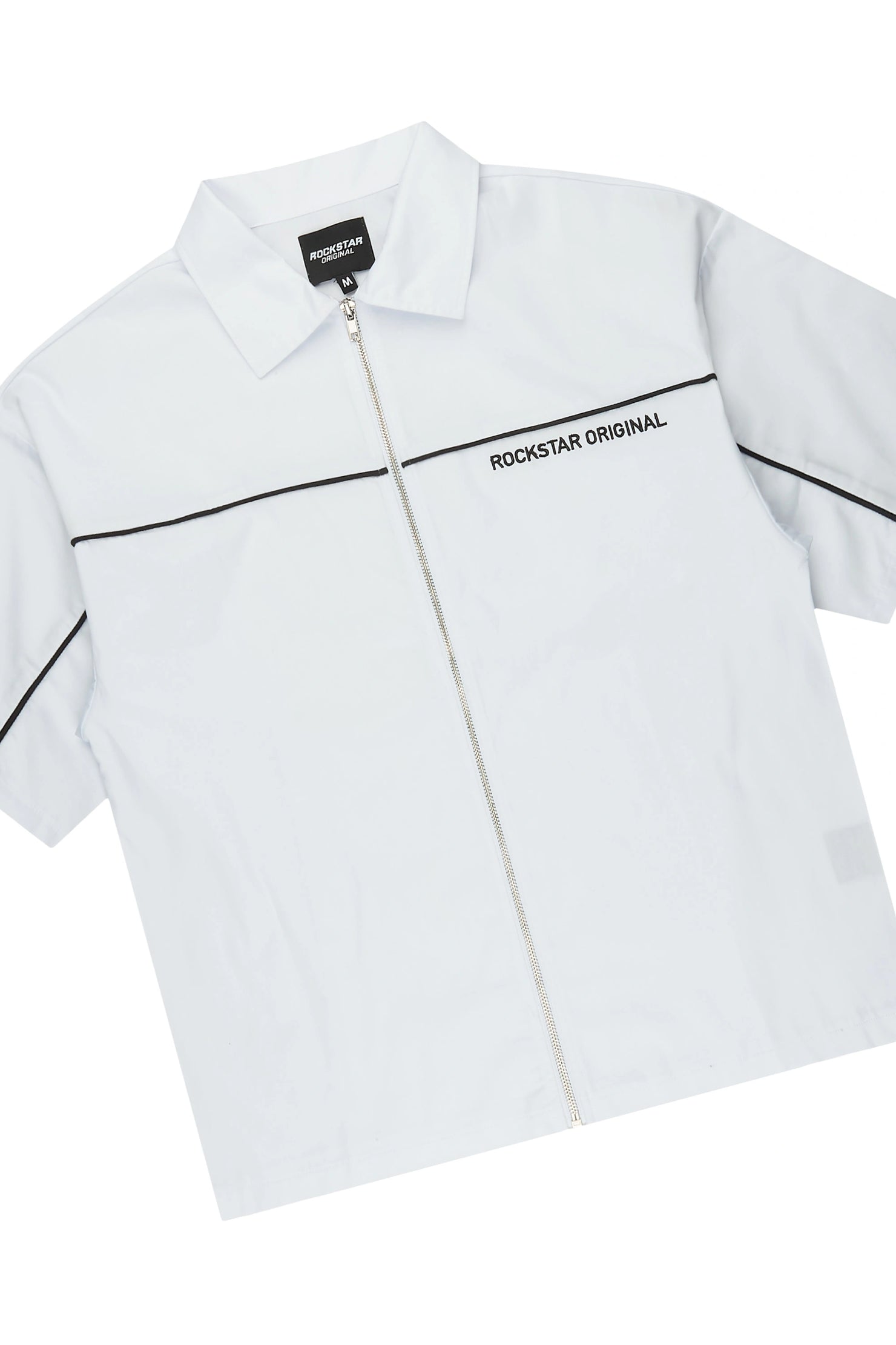 Izan White Zip Up Short Sleeve Twill Short Set