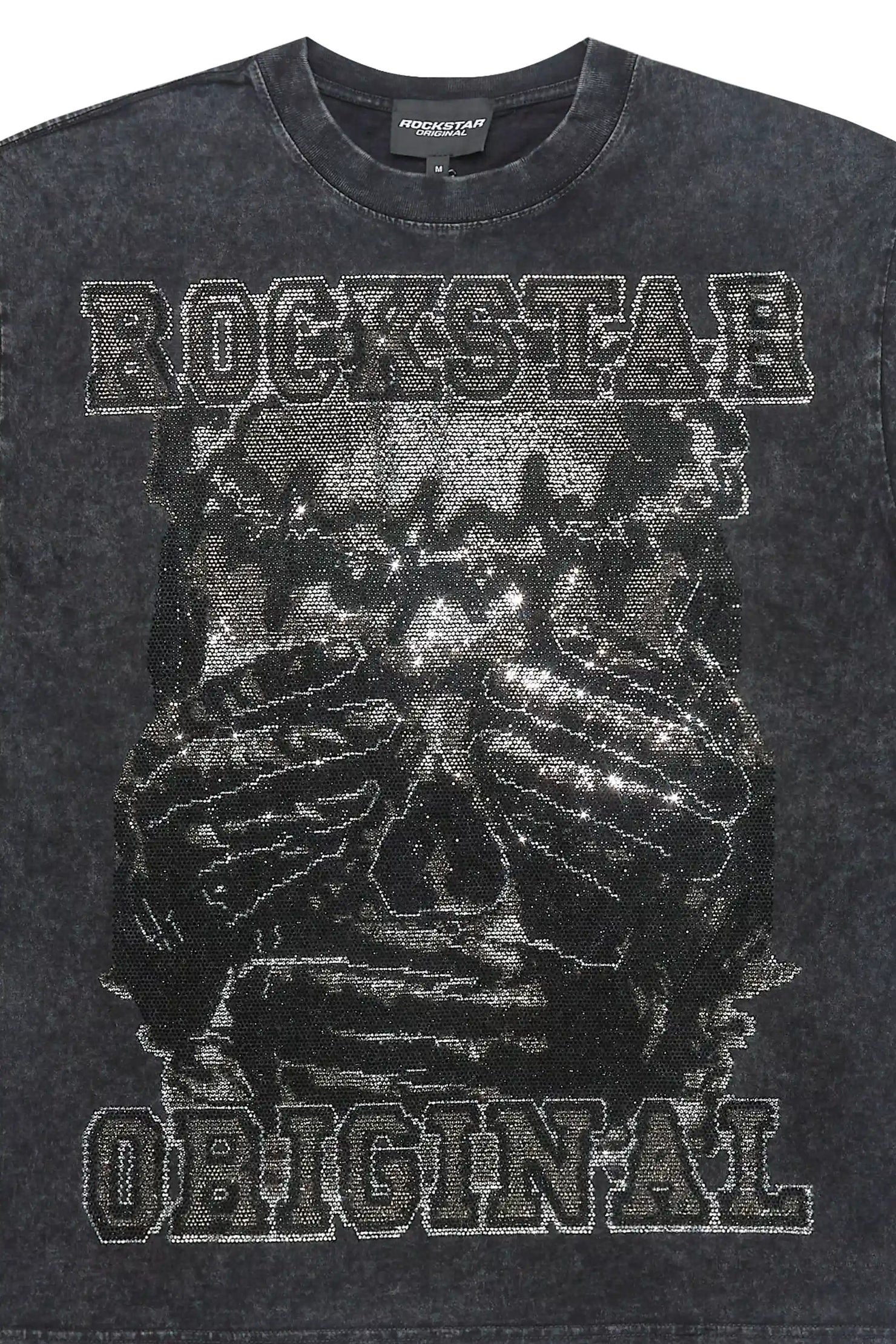 Move In Silence Black/Grey Graphic Rhinestone T-Shirt