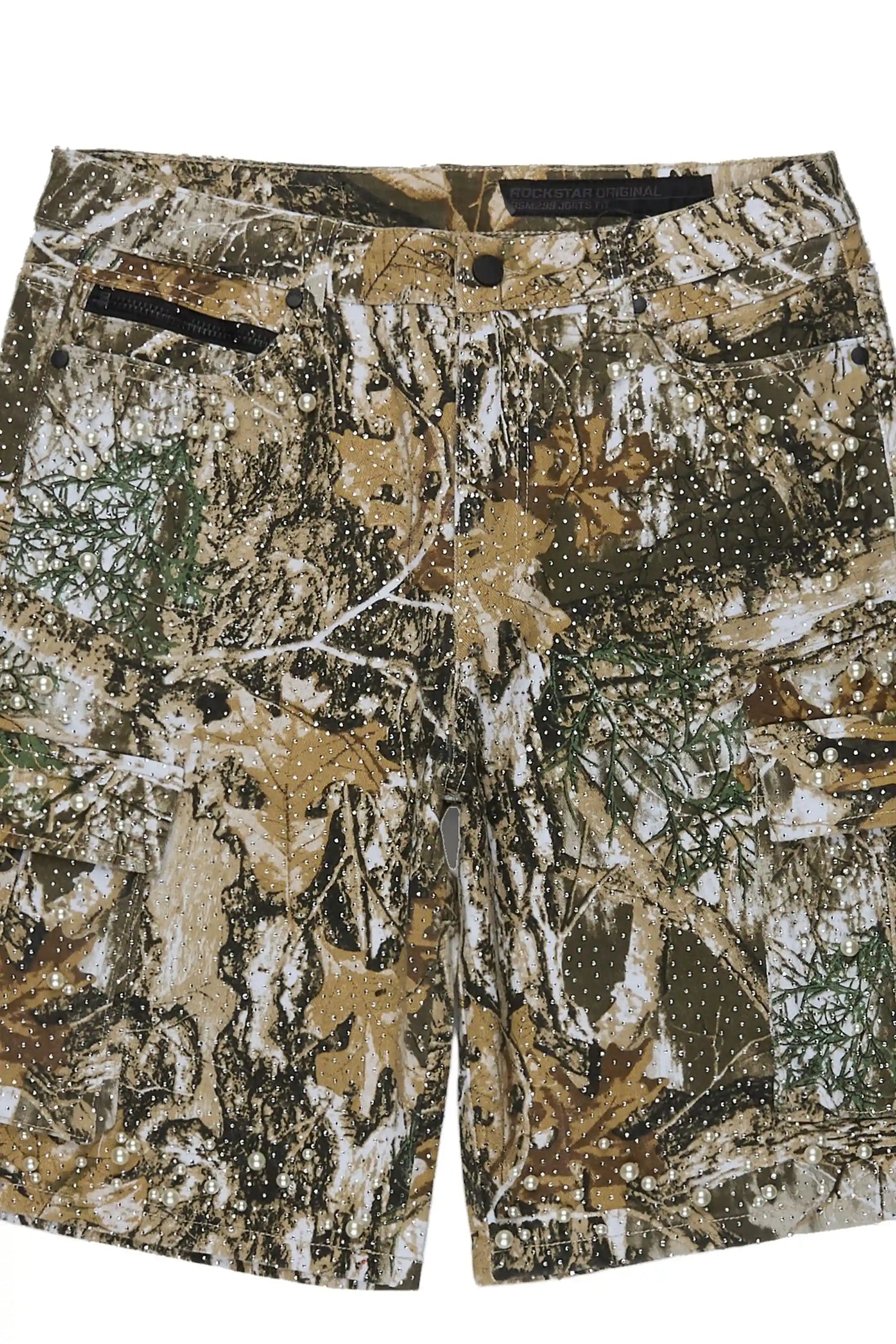 Sevyn Tree Camo Rhinestone Denim Short