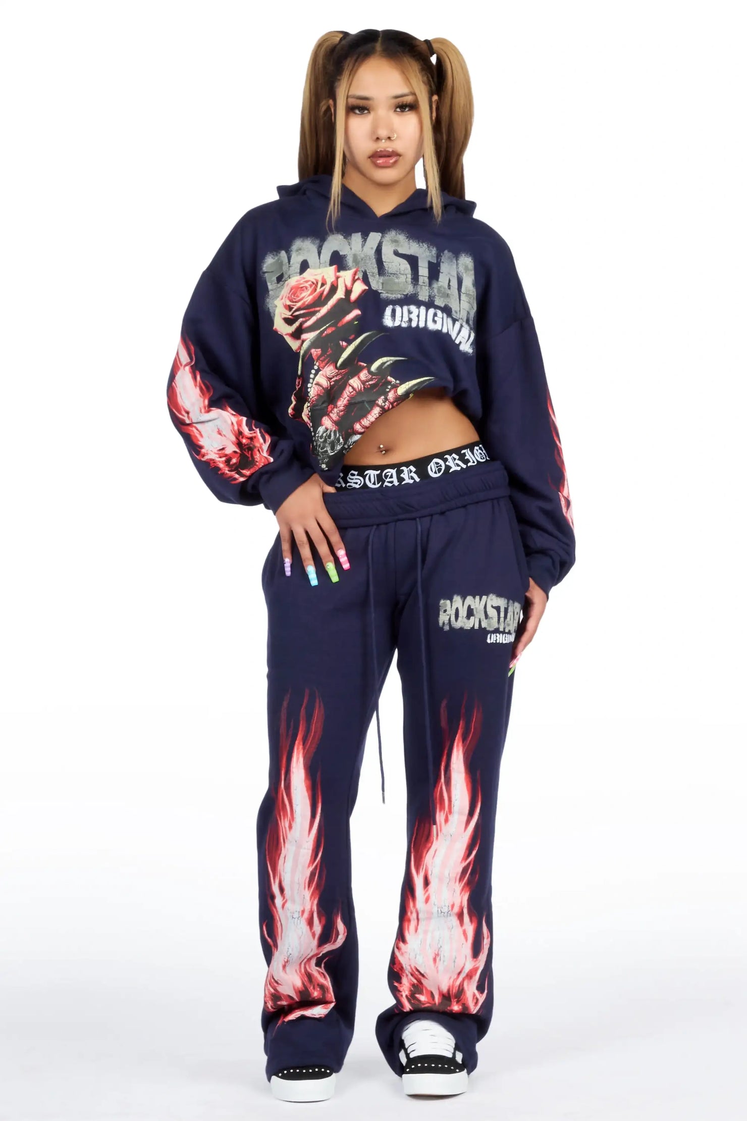 Kyntra Navy Graphic Baggy Fit Track Set
