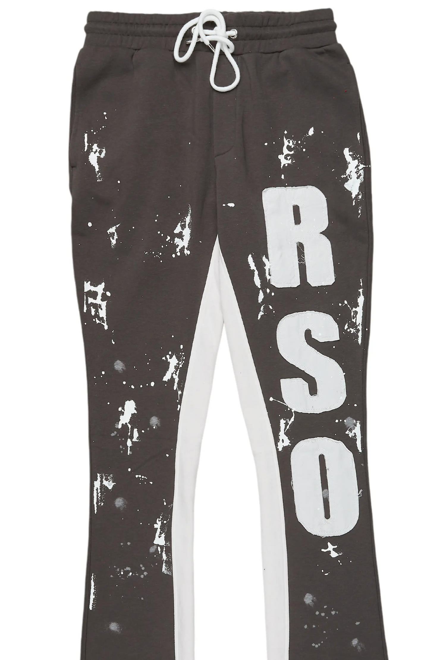 Tanko Vintage Grey Patchwork Stacked Flare Track Pant