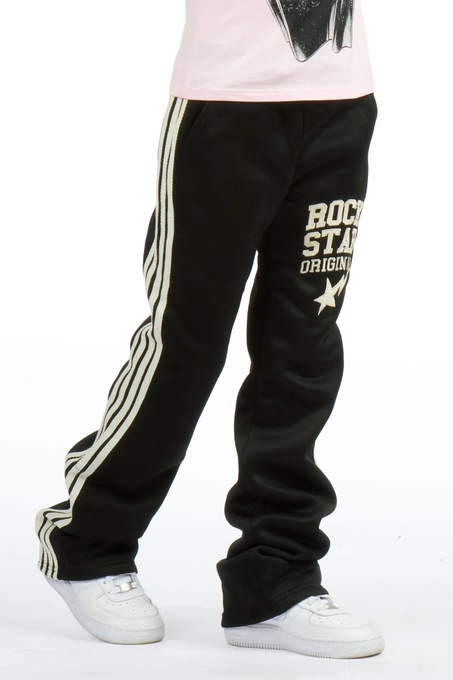 Girls Briana Black Stacked Flare Pant