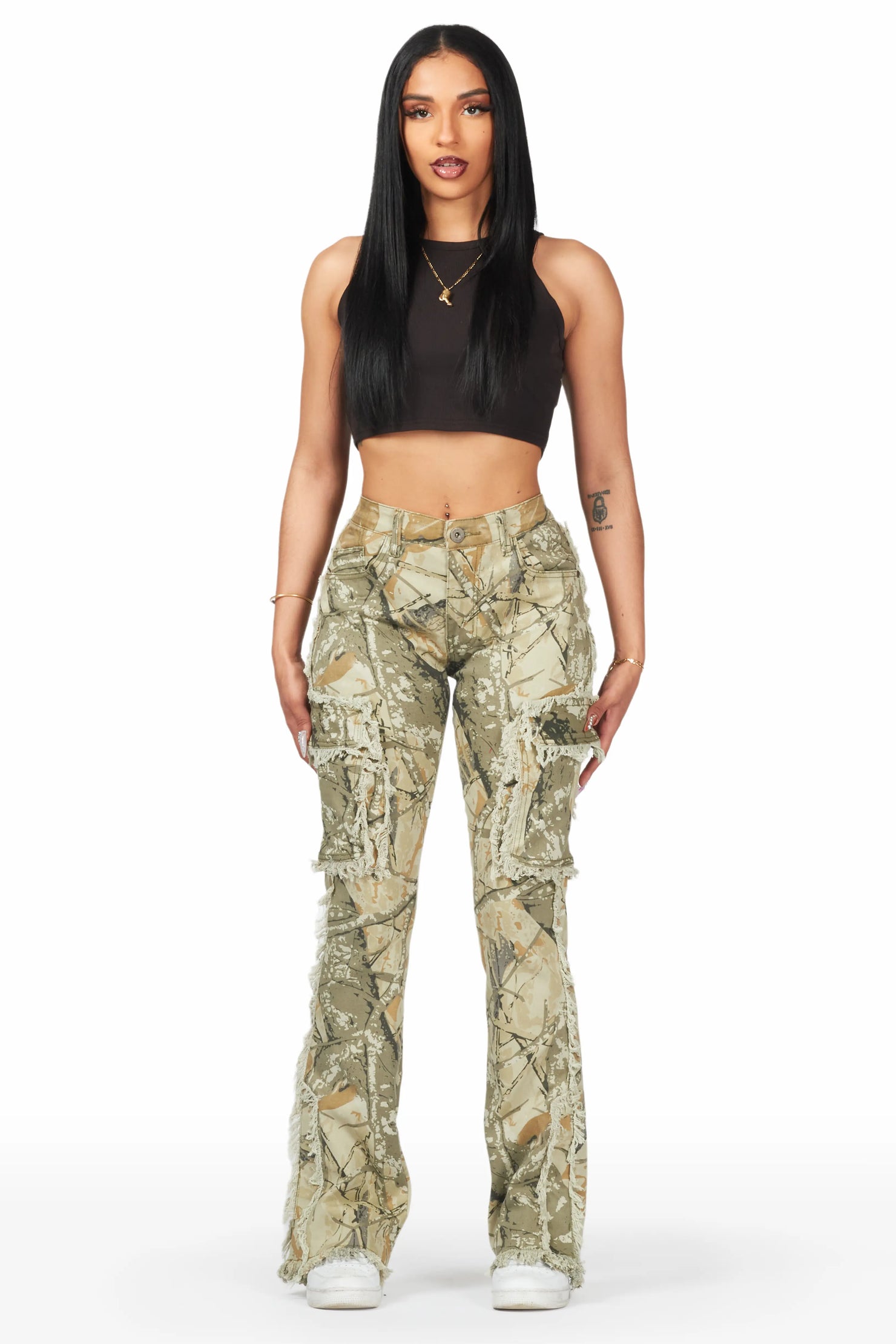 Kassidy Tree Camo Stacked Flare Jean