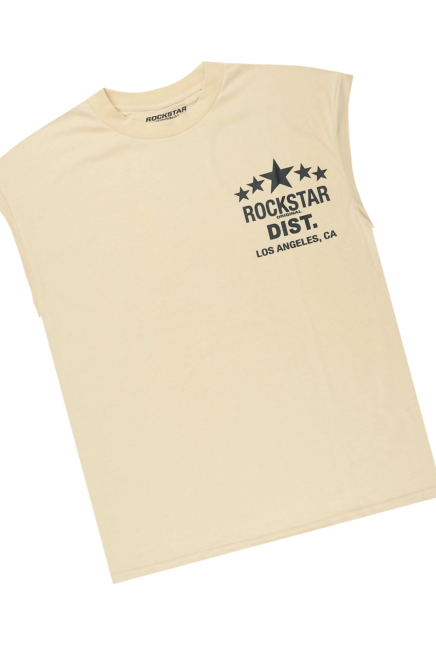 Starlake Beige Graphic Cut Sleeve T-Shirt/Short Set