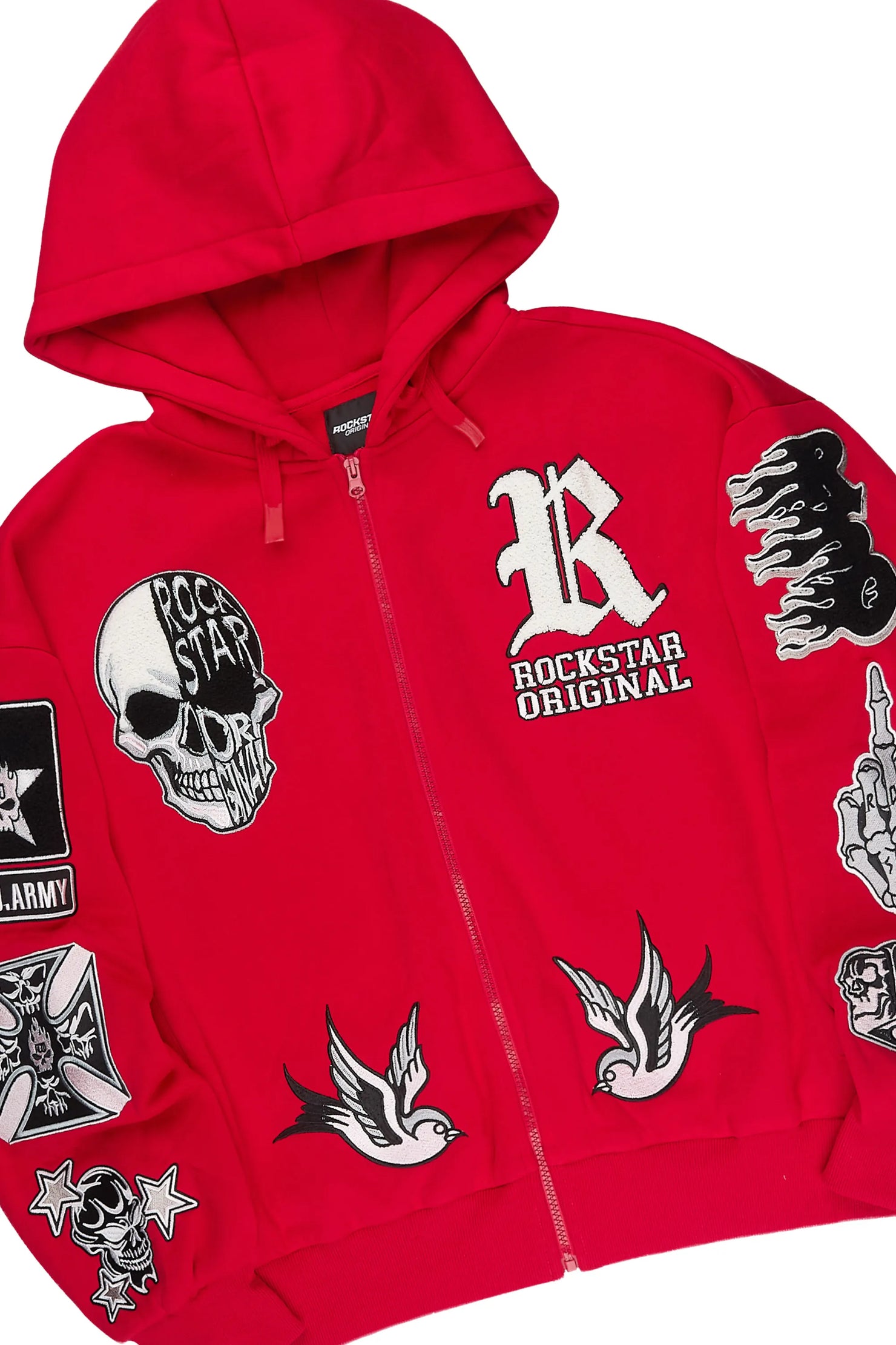 Vidar Red Zip Up Hoodie Stacked Track Set