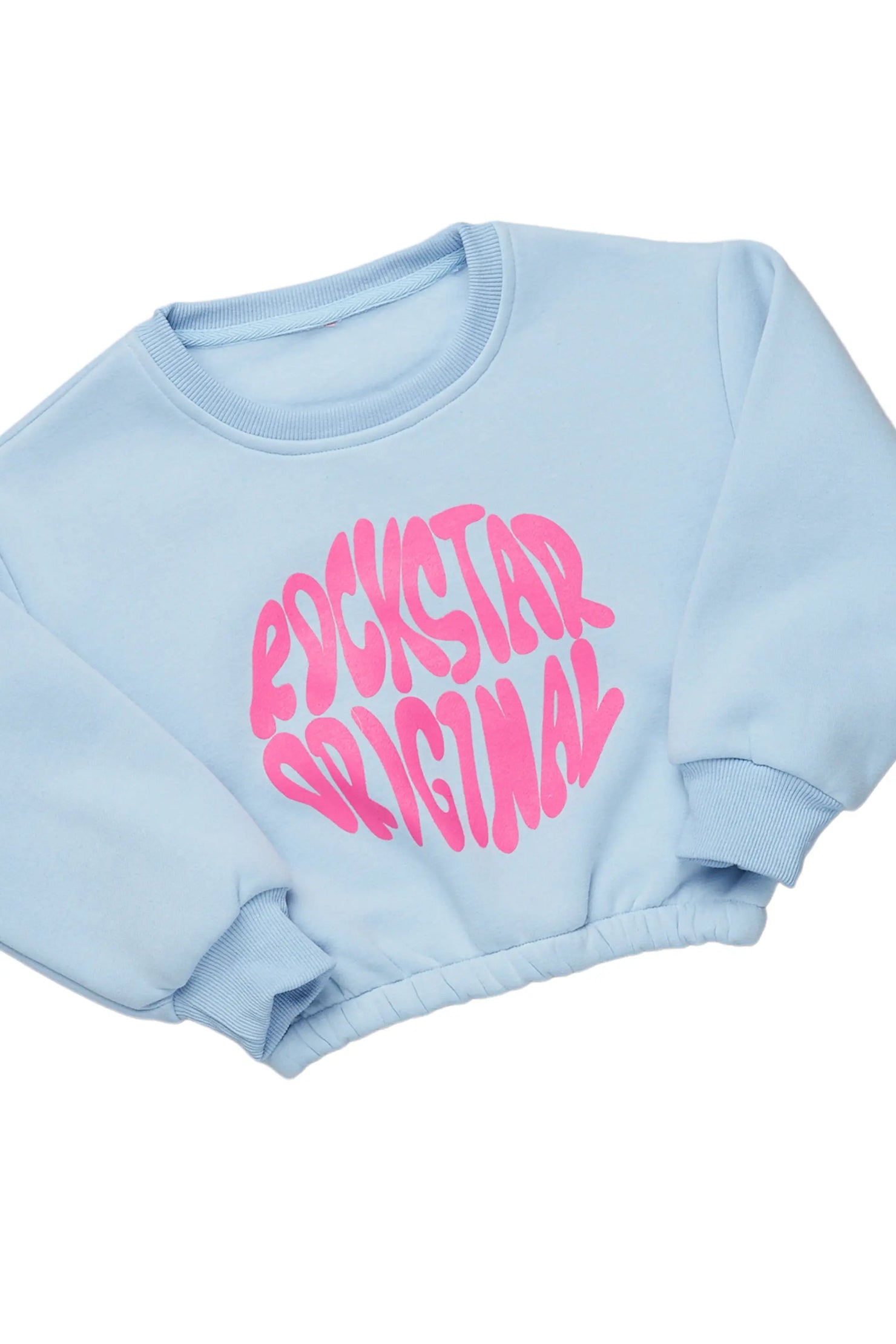 Girls Beena Light Blue Crop Top Short Set