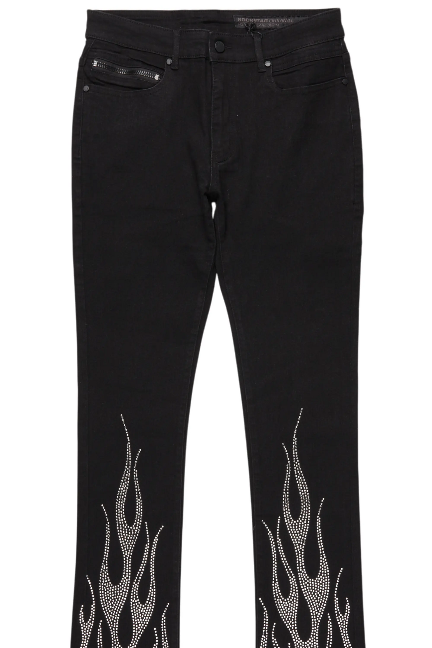 Samba Black Rhinestone Stacked Flare Jean