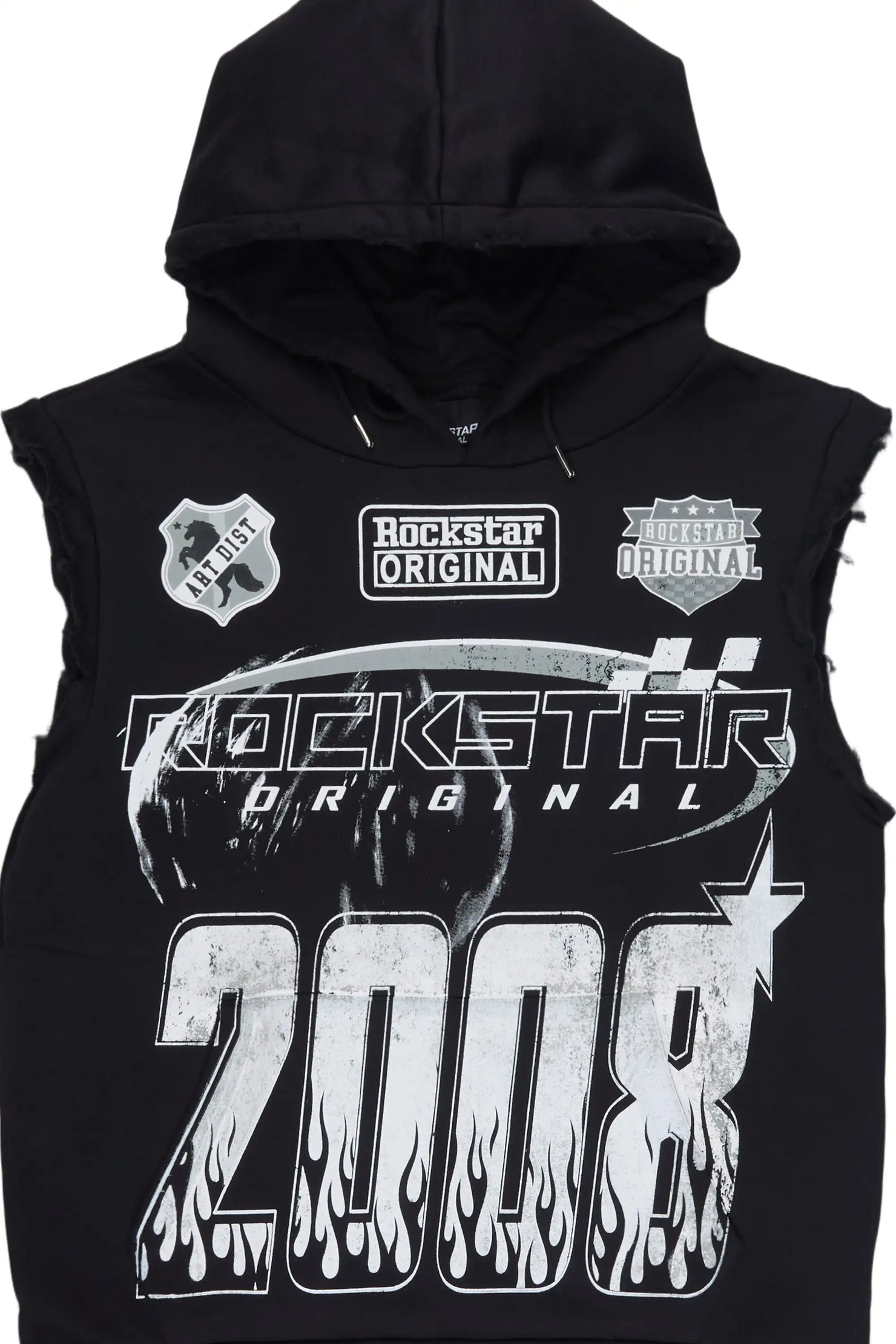 Amos Black Cut Sleeve Hoodie