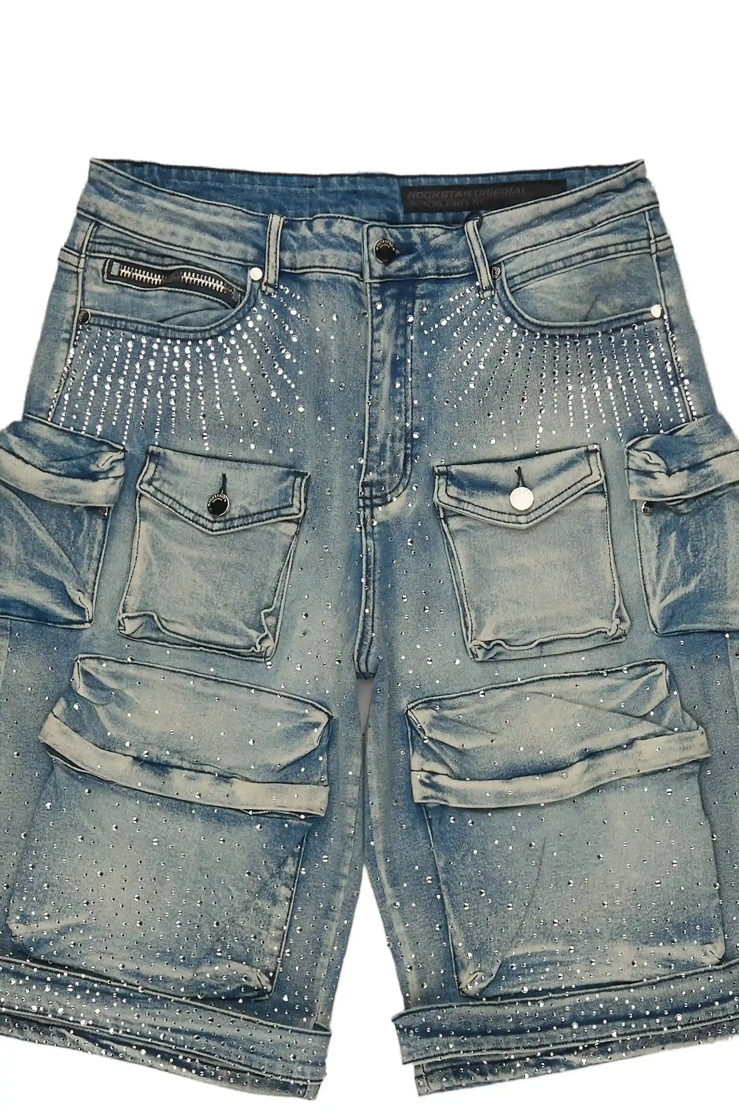 Keoni Light Blue Rhinestone Denim Short