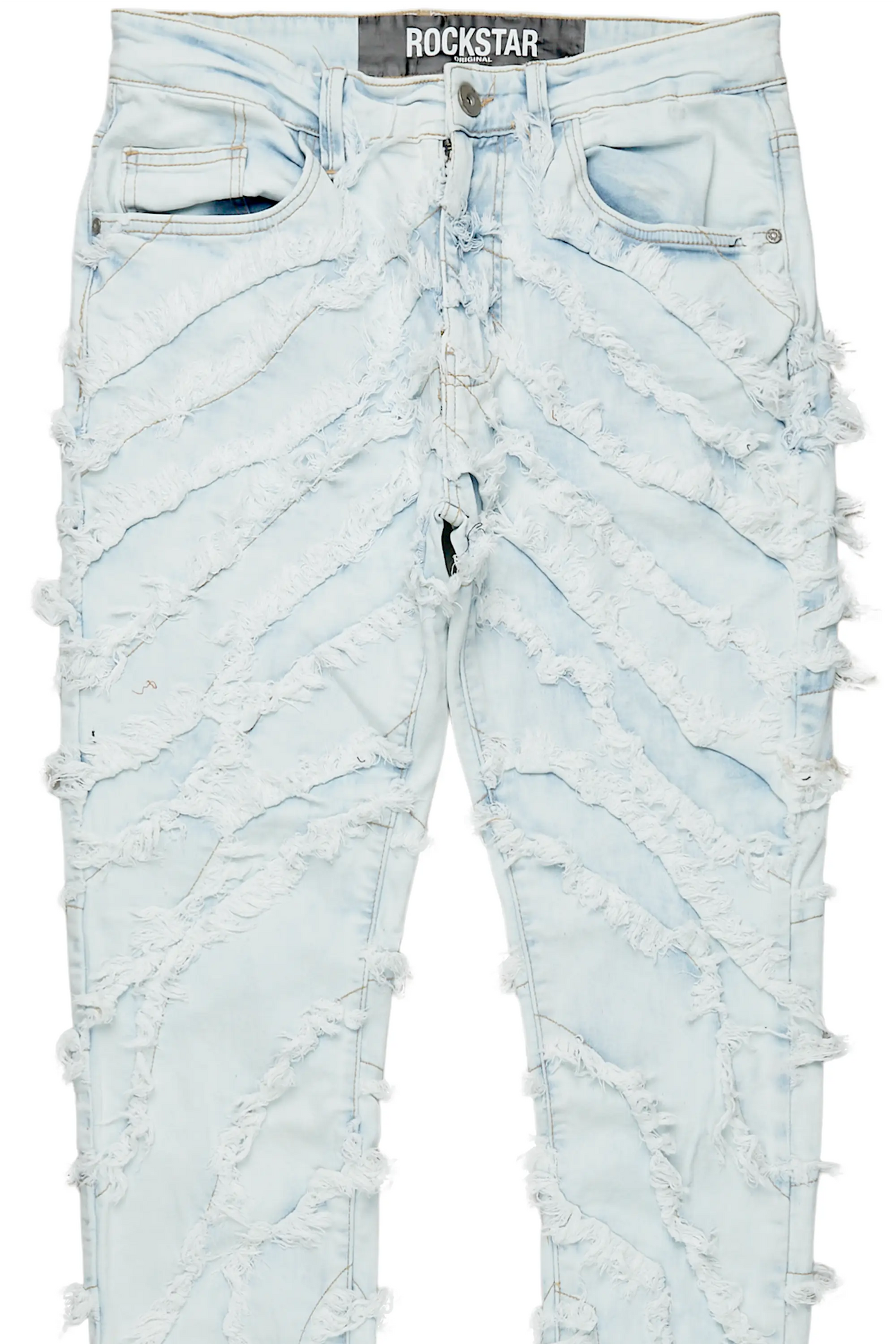 Cadiz Ice Blue Diagonal Patch Skinny Fit Jean