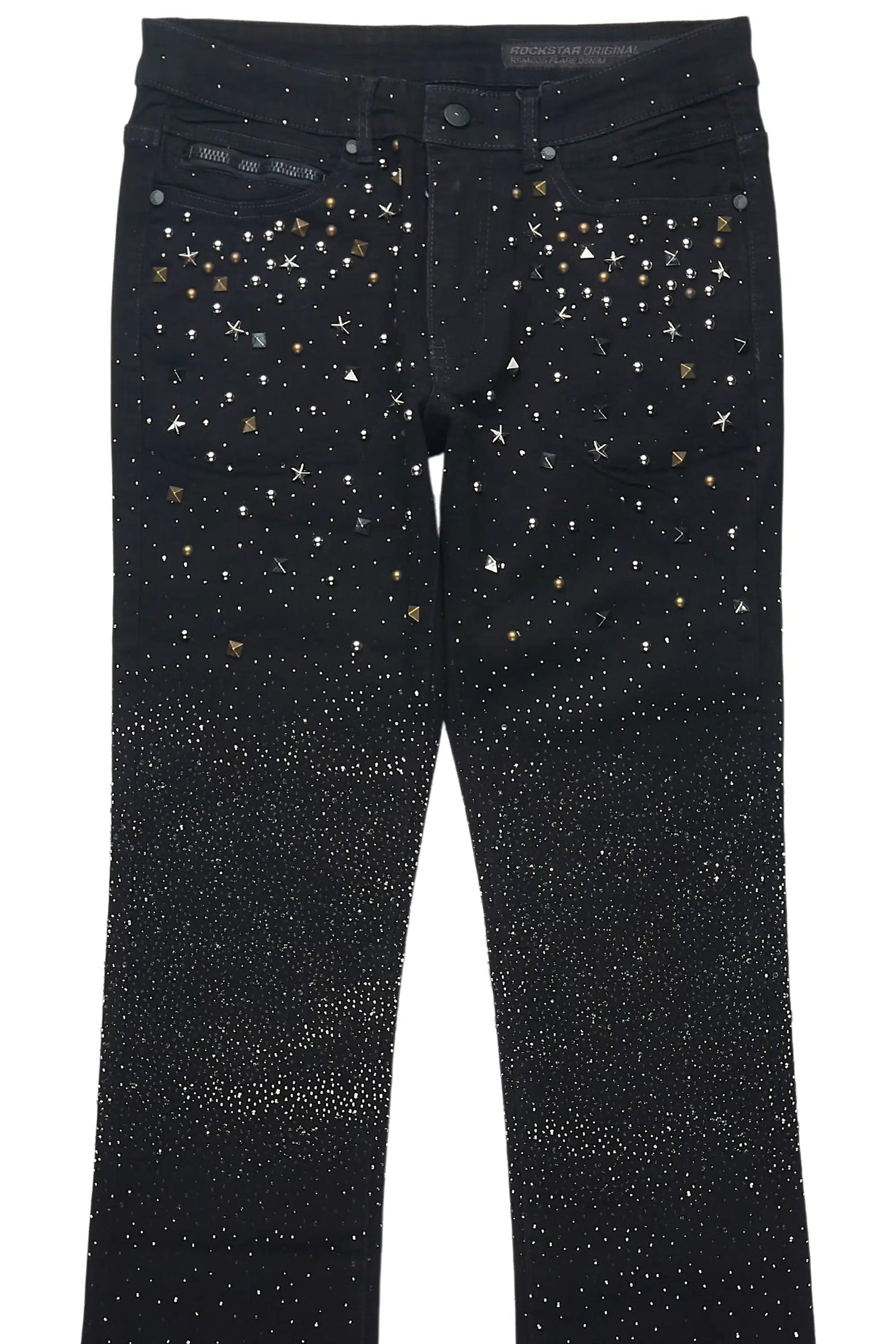 Onyx Black Stacked Flare Jean