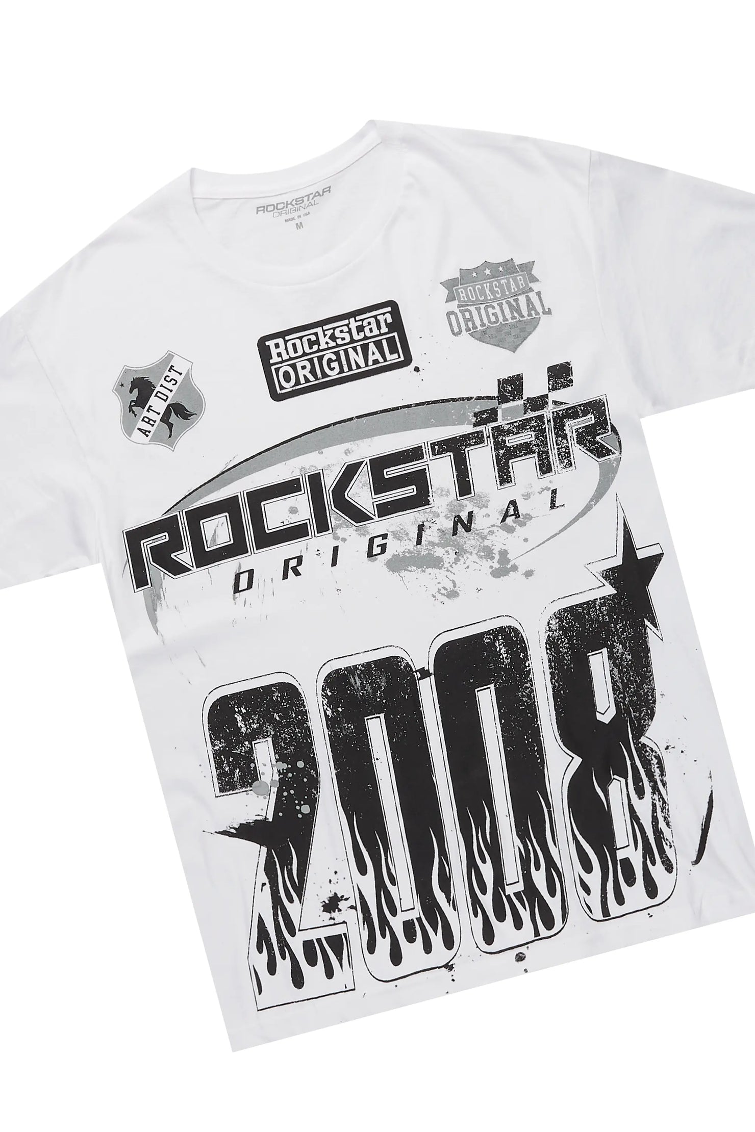 Amos White/Grey Graphic T-Shirt Short Set