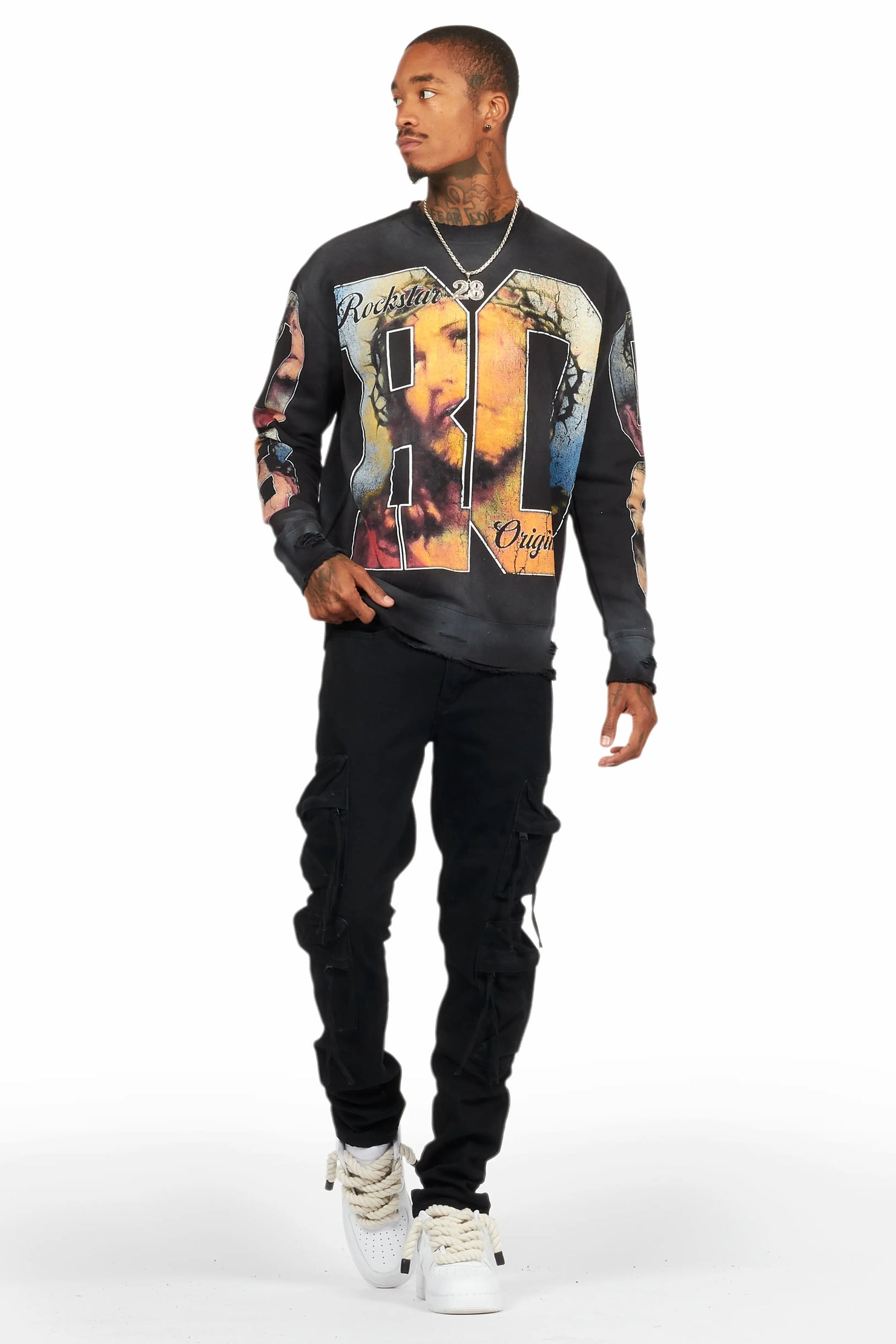 Rodion Jet Black Slim Fit Cargo Jean