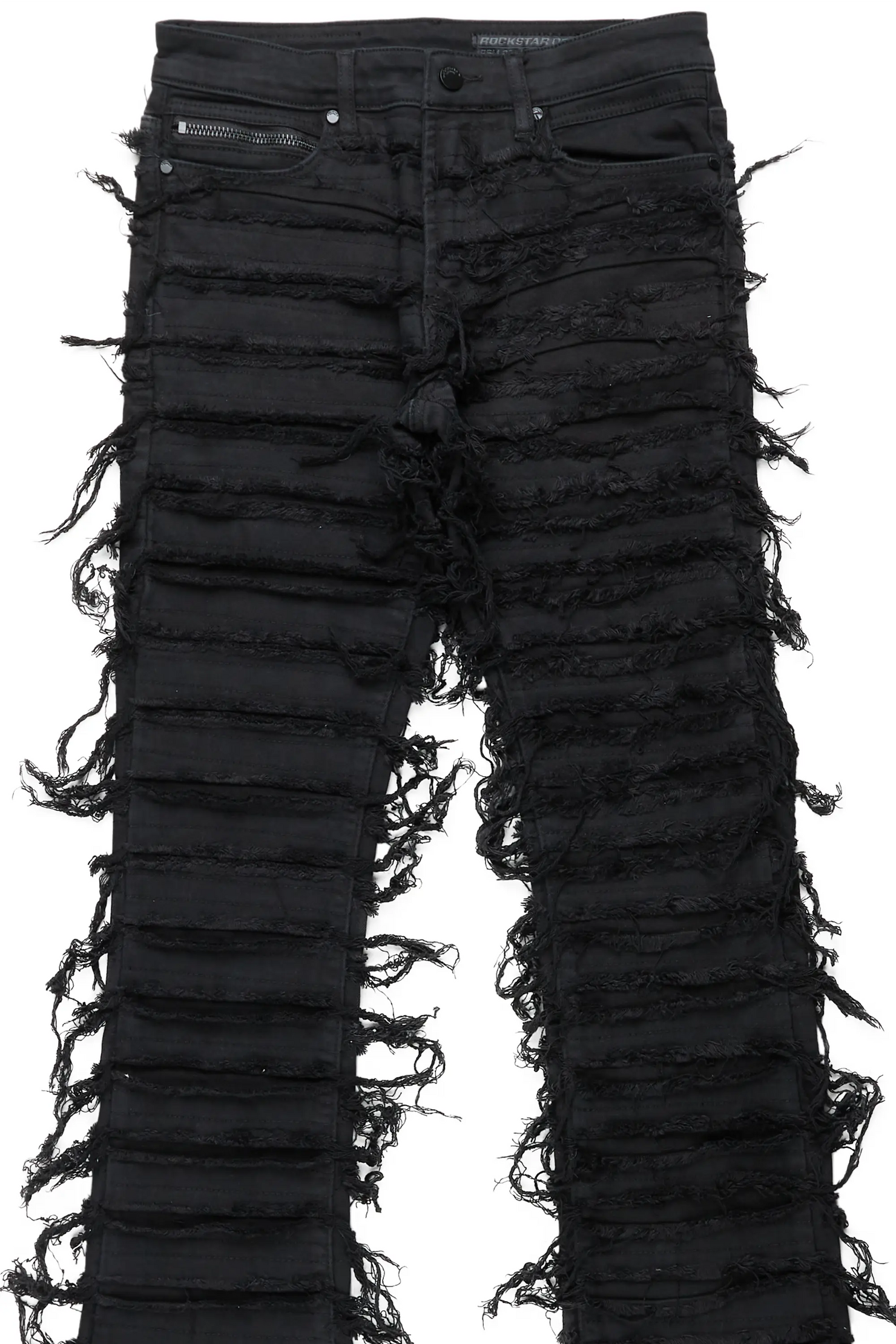 Cassius Black Stacked Flare Jean