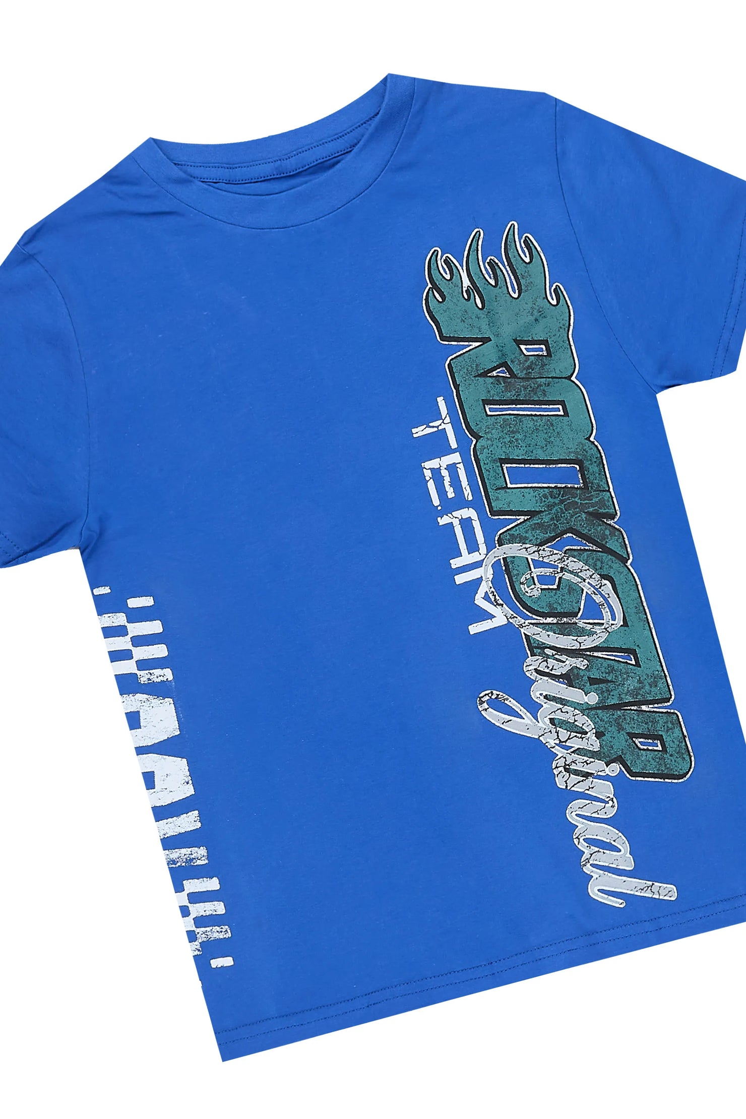 Boys Flash Royal Blue T-Shirt Stacked Pant Set