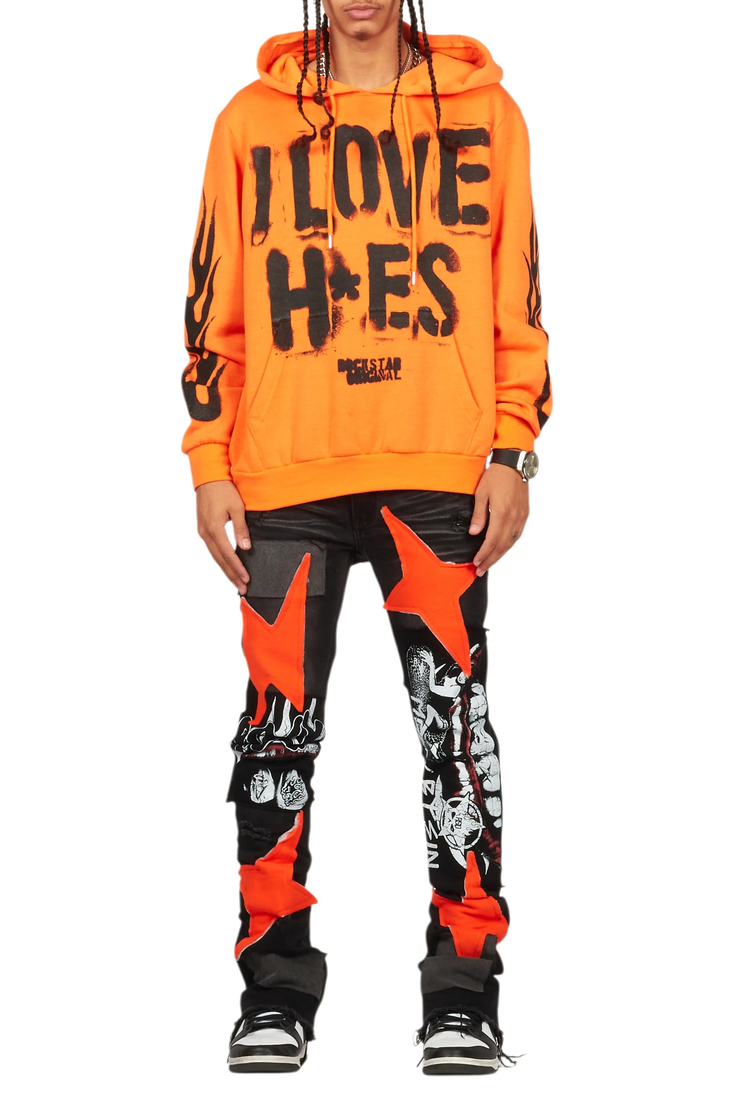 Vadim Black Patchwork Stacked Flare Jean