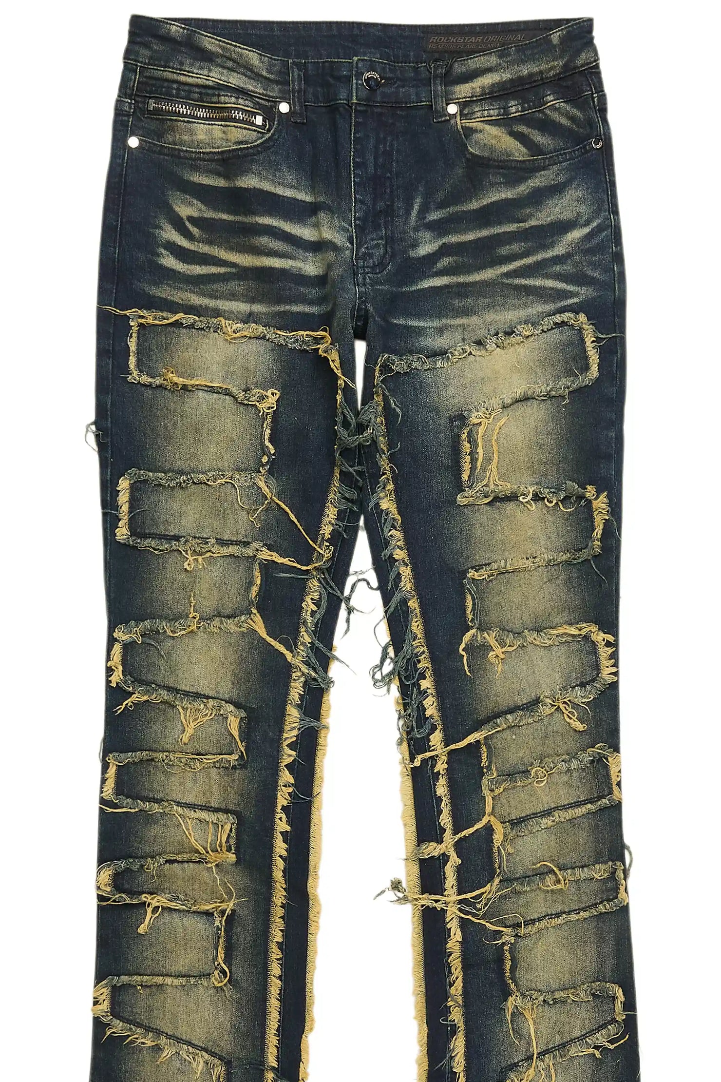 Shake Dark Blue Stacked Flare Jean