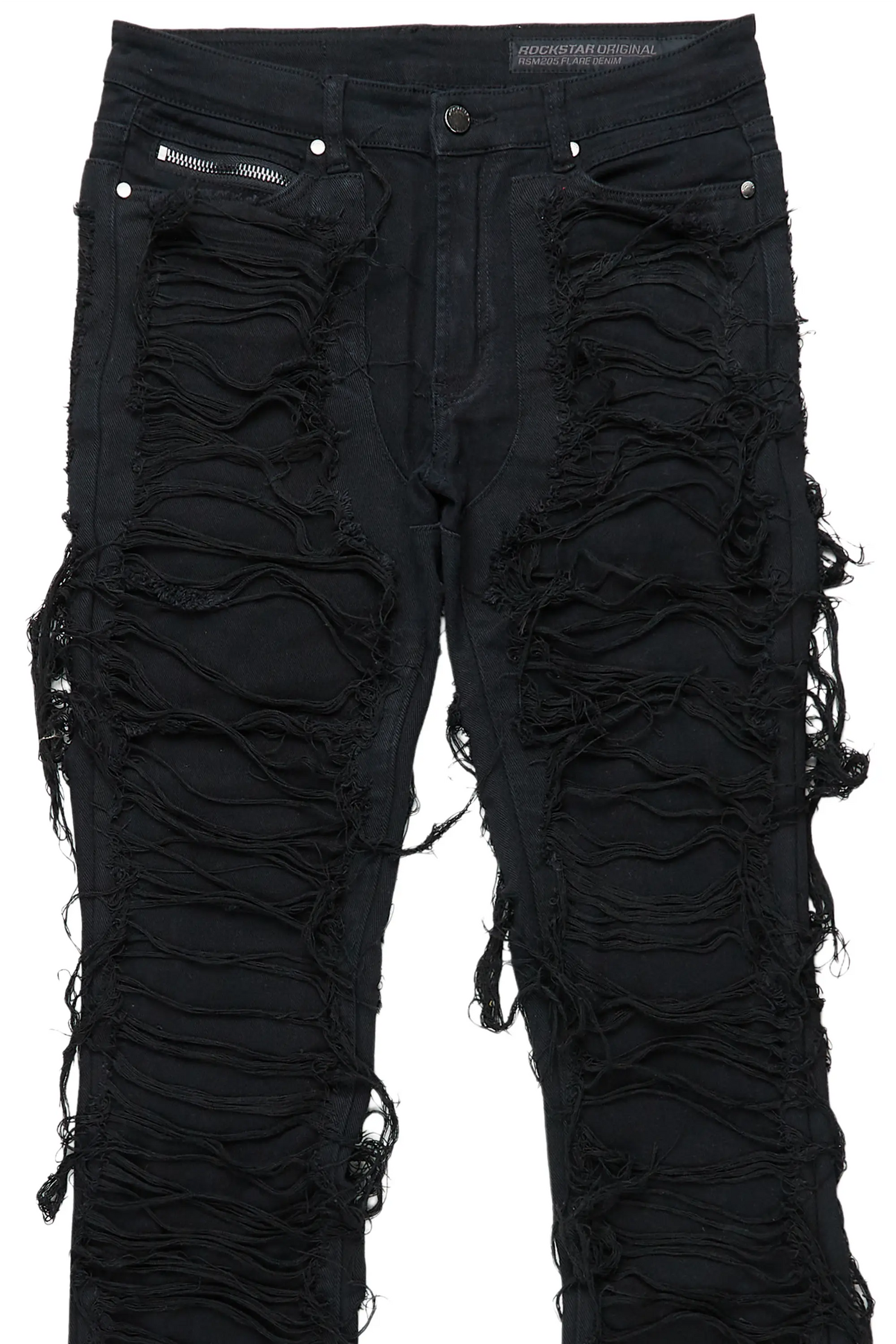 Conrad Jet Black Stacked Flare Jean
