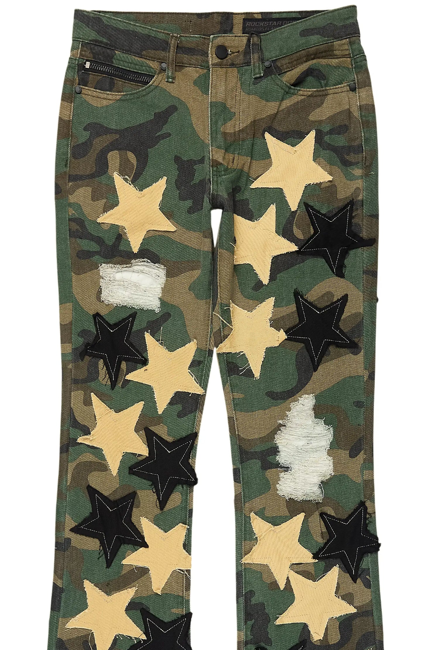 StarLane Faded Camo Stacked Flare Jean