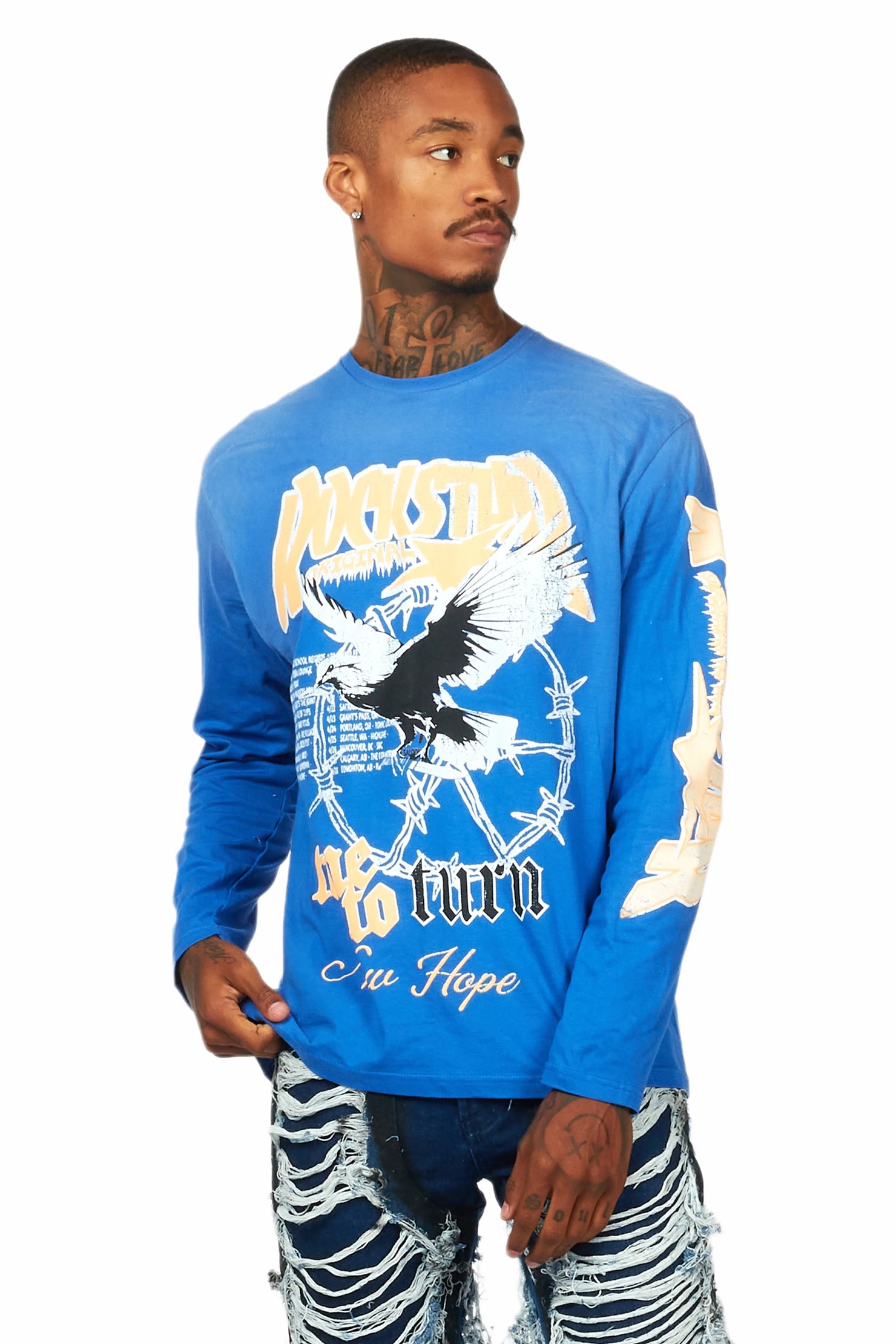 Burial Royal Blue Long Sleeve Graphic T-Shirt