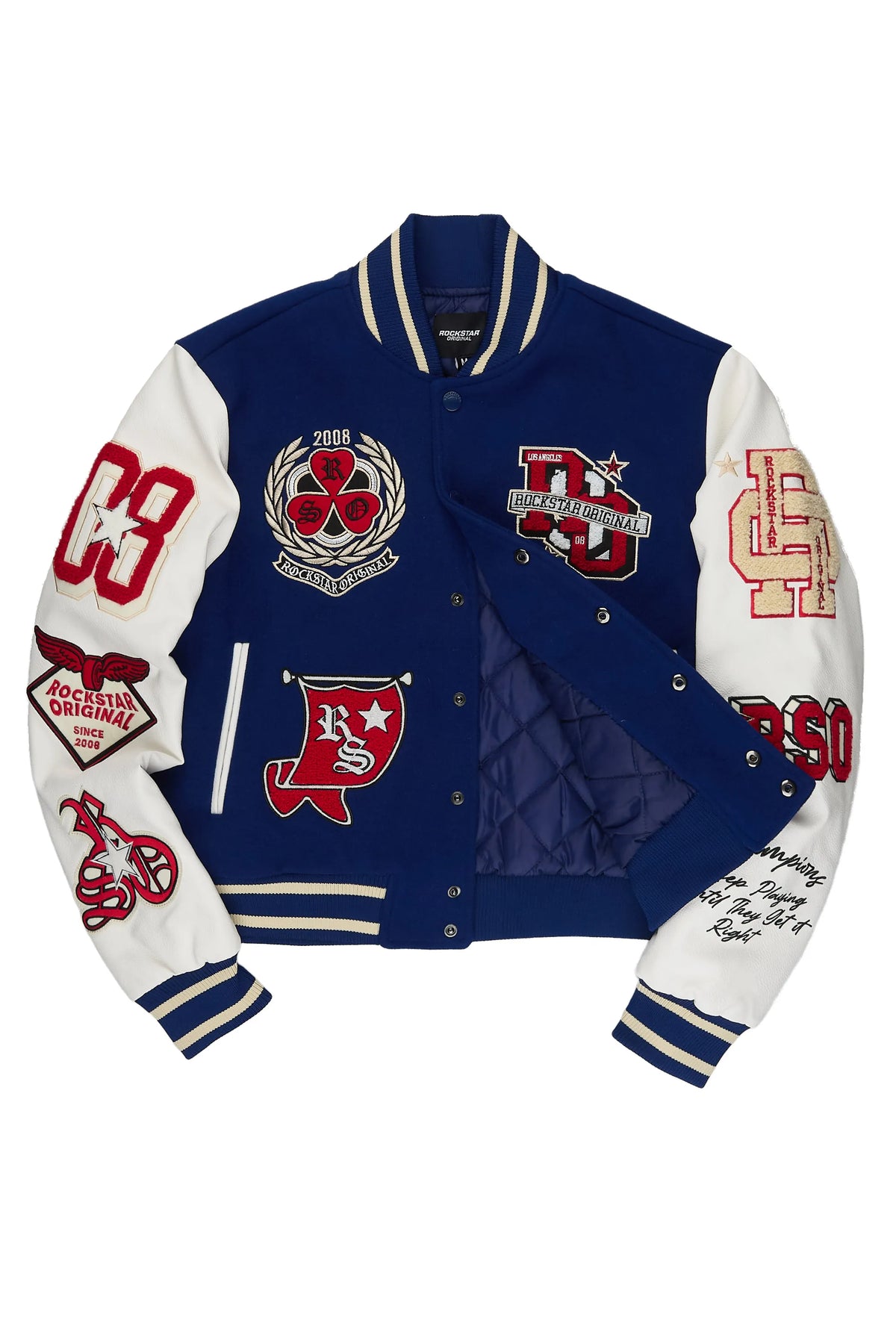 Gliyah Navy Oversized Varsity Jacket