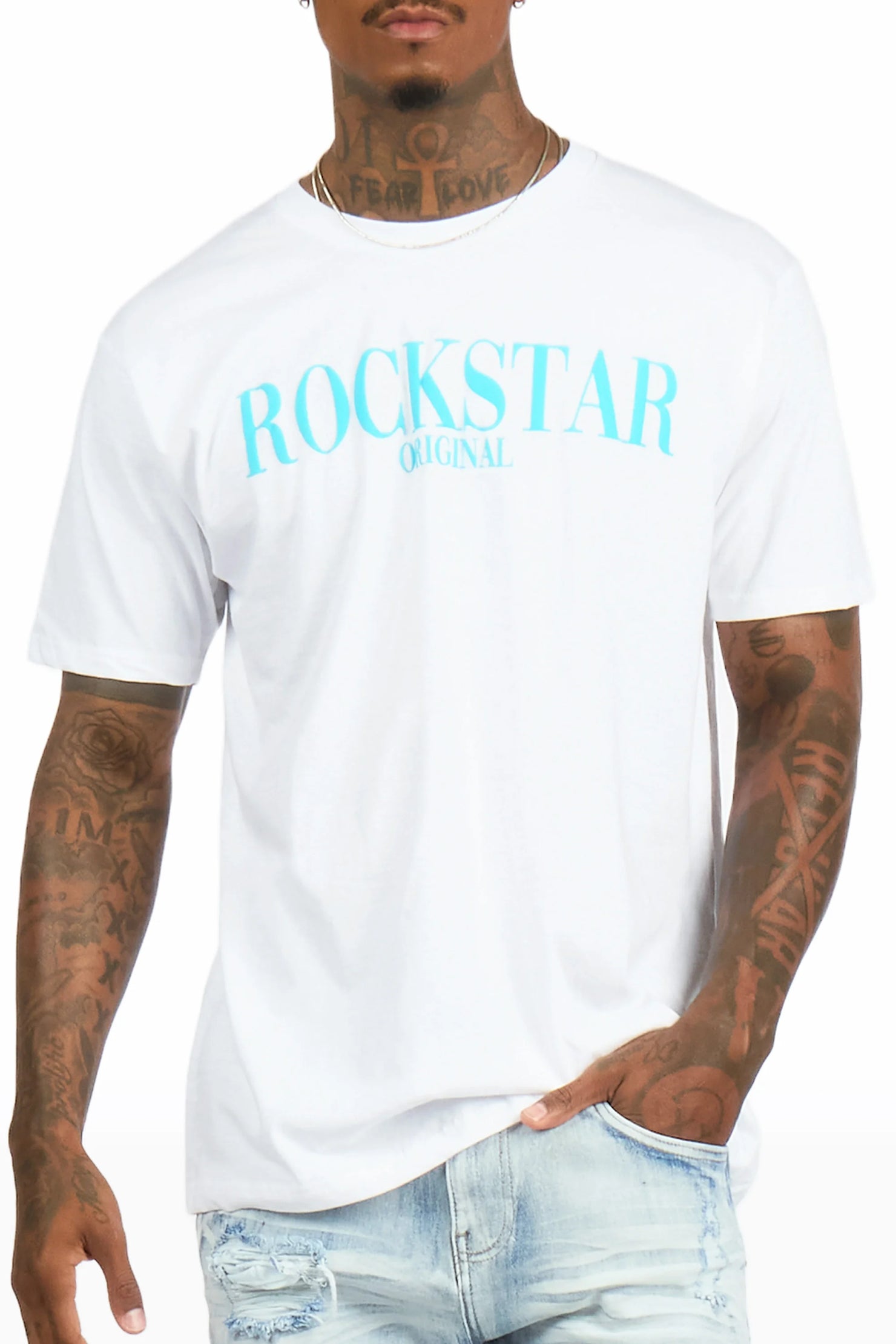 Octavio 2.0 White/Blue Oversized Graphic T-Shirt