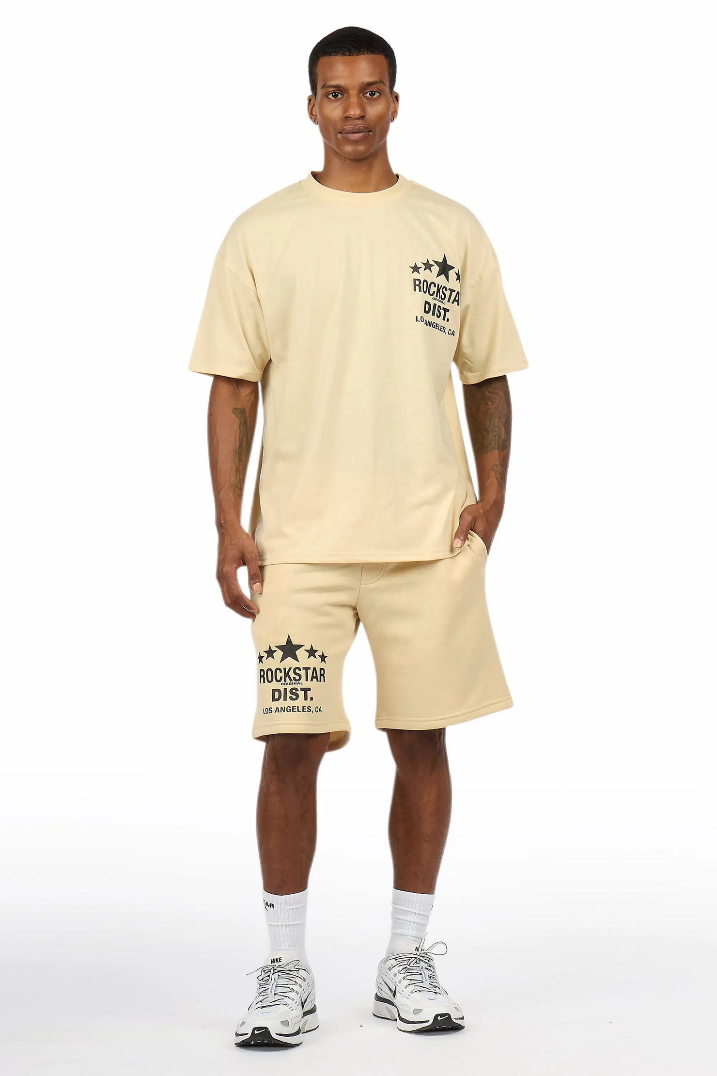 Starlake Beige Graphic T-Shirt/Short Set