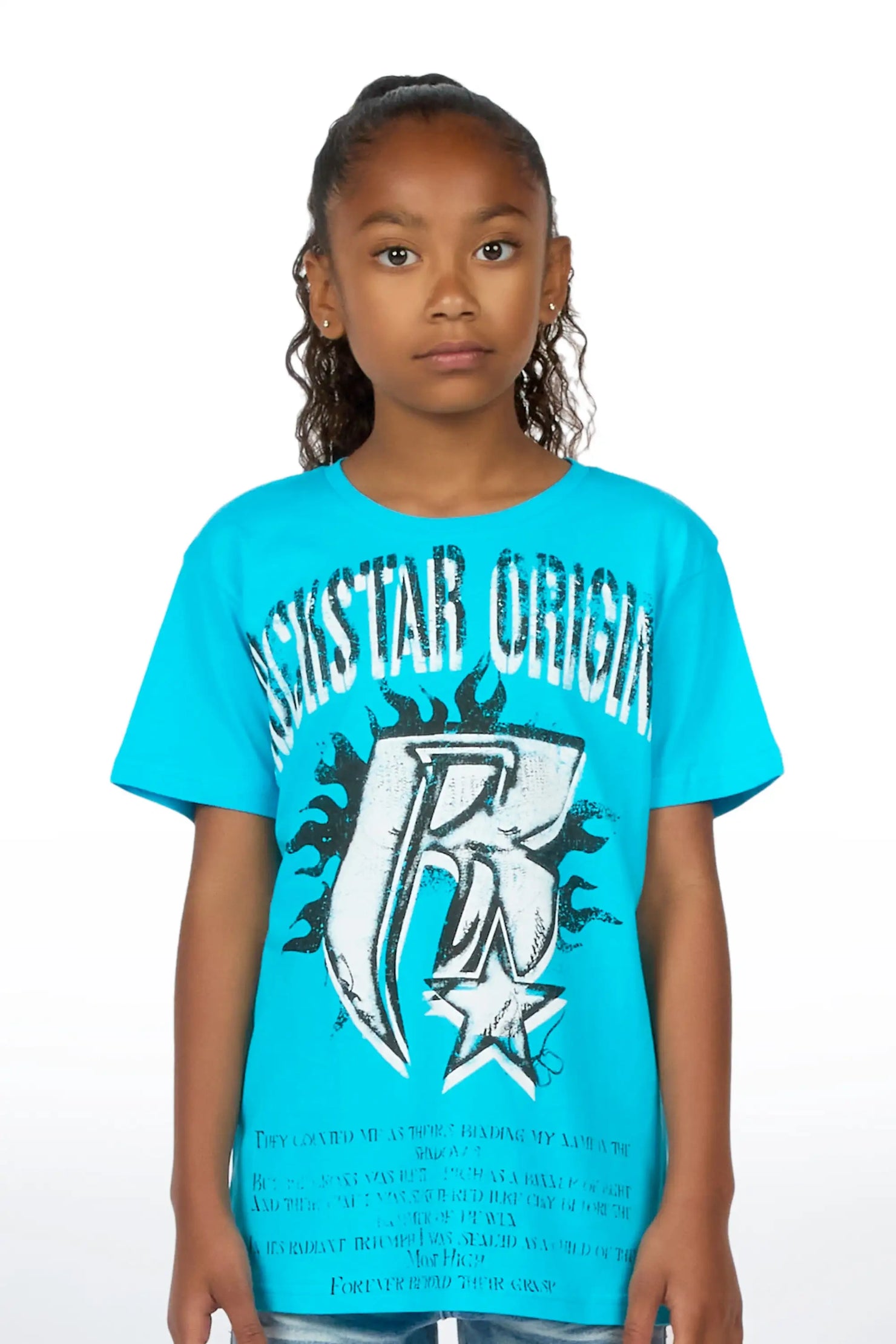 Girls Truey Turquoise/White Graphic T-Shirt