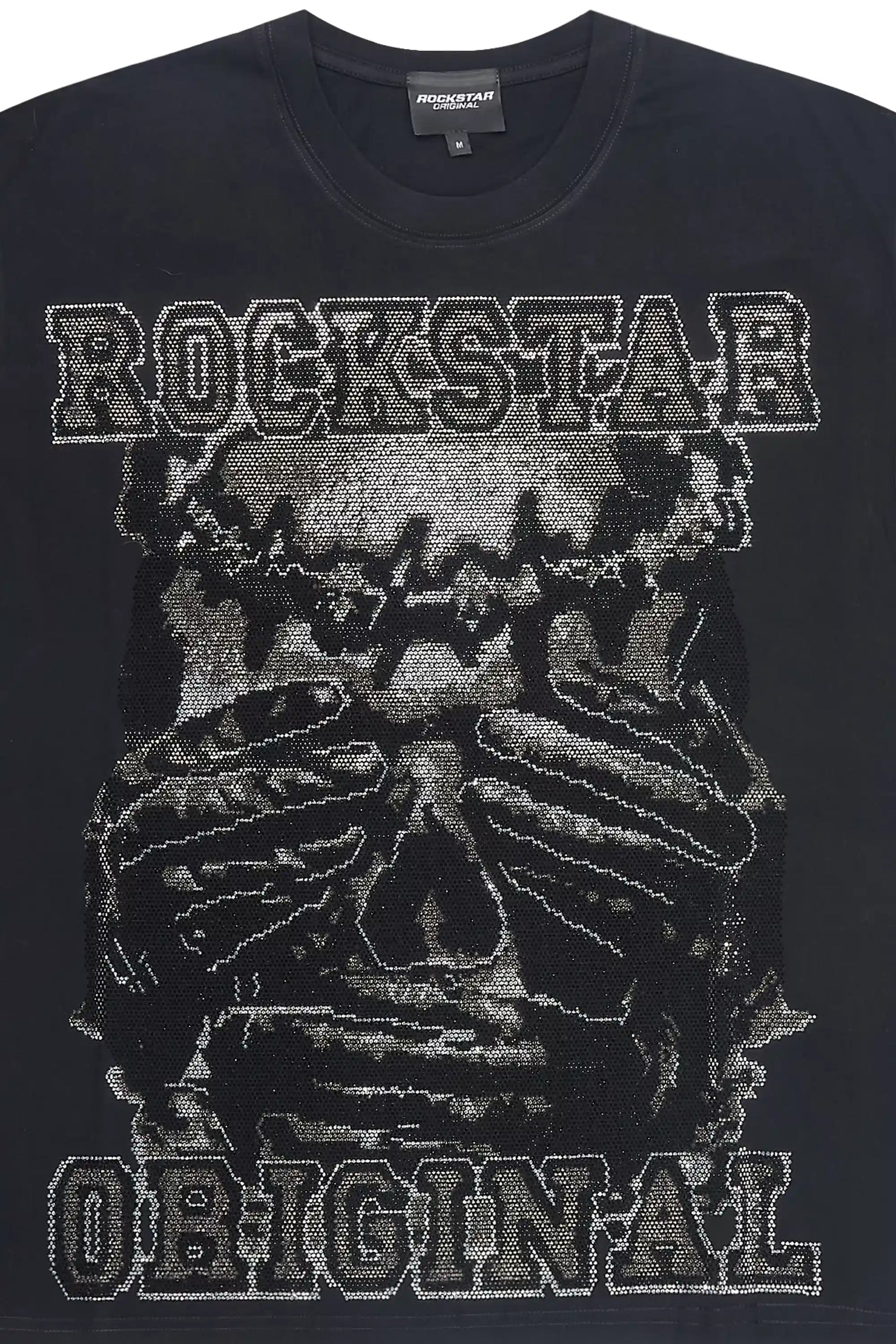 Move In Silence Black Graphic Rhinestone T-Shirt