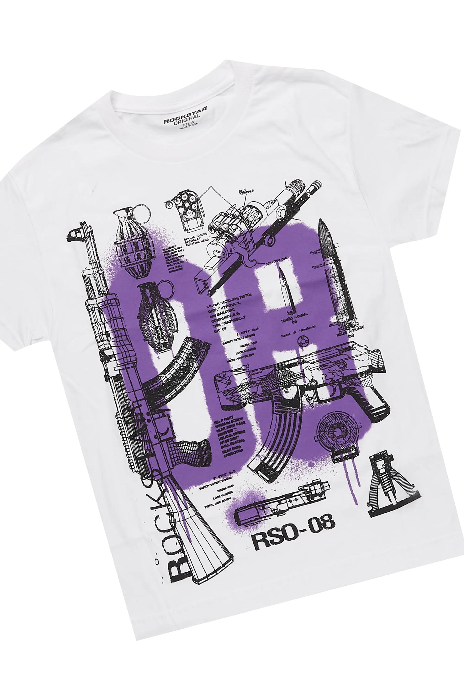 Boys Nesta White/Purple T-Shirt/Denim Short Set