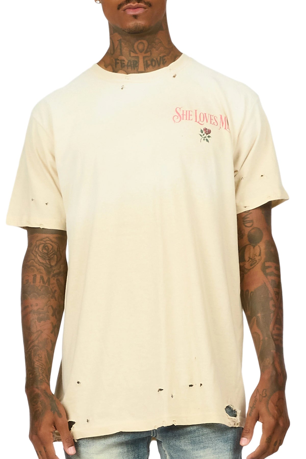Jalen Beige Oversized Graphic T-Shirt