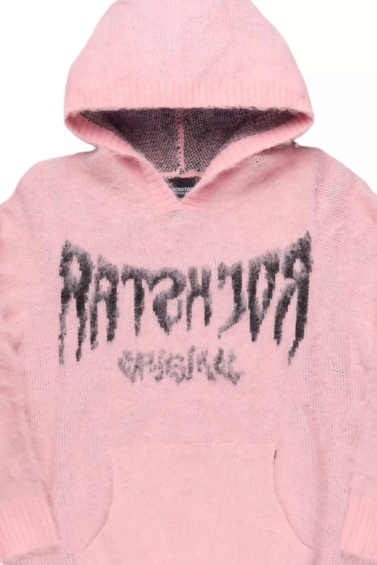Andreas Pink/Black Reflected Graphic Knitted Hoodie