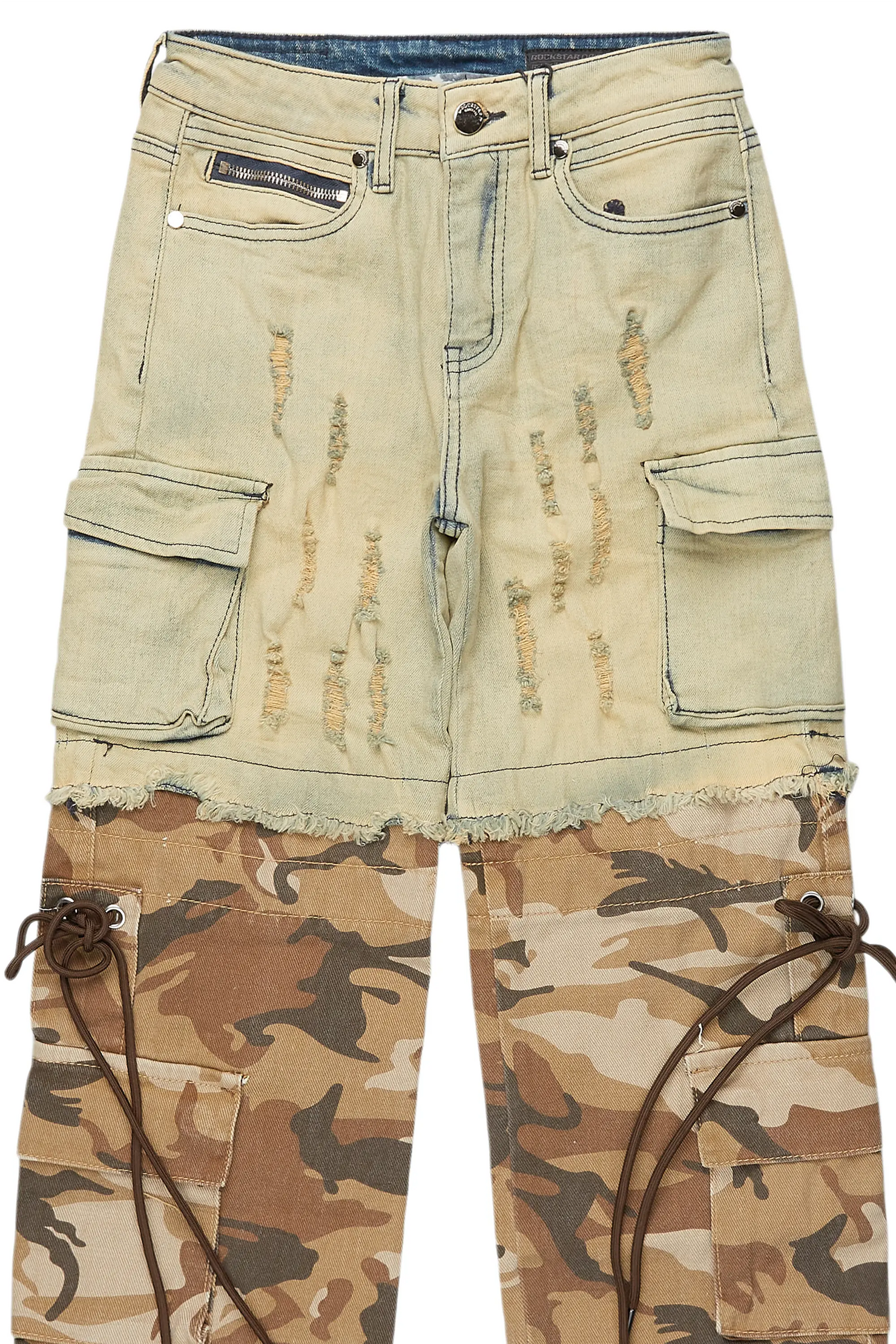 Boys Baatar Blue/Brown Camo Baggy Fit Jean