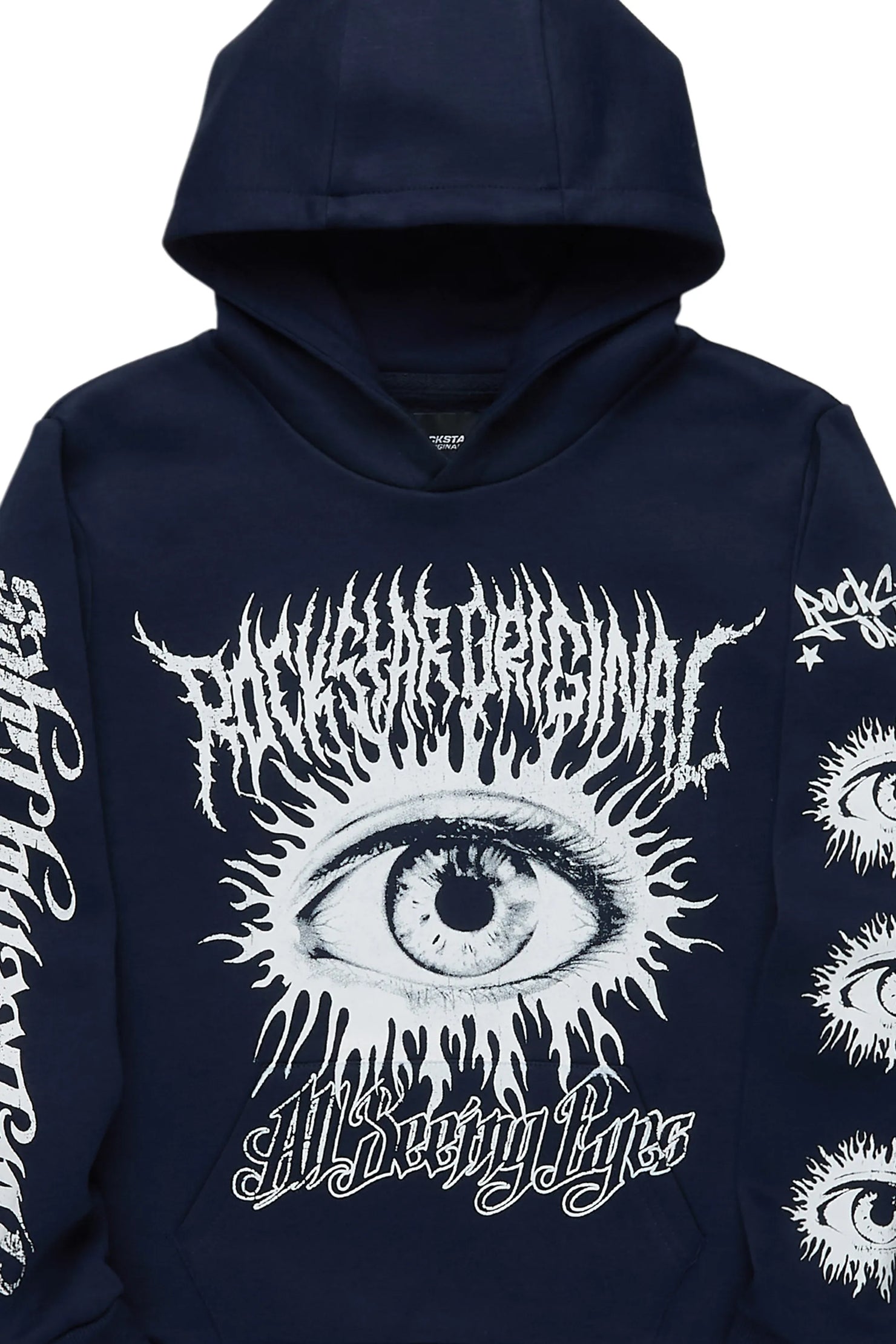 Boys All Eyes Navy Graphic Hoodie