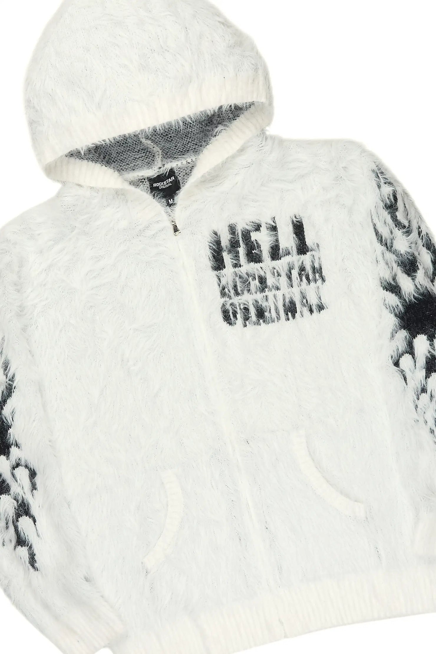 Toshio White Stacked Flare Knitted Mohair Track Set