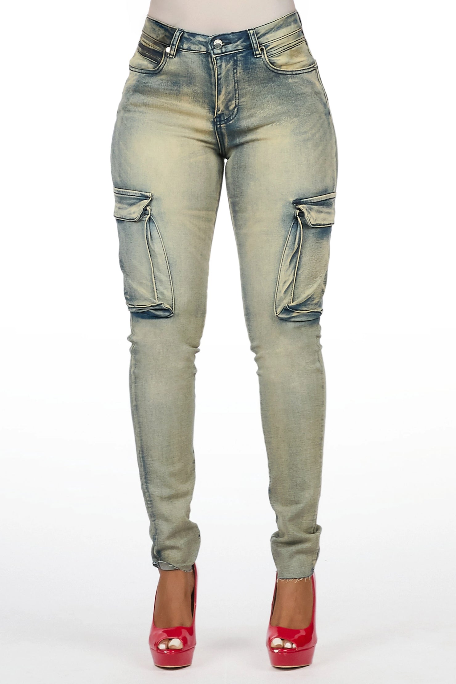 Kimwona Tinted Wash Cargo Skinny Jean