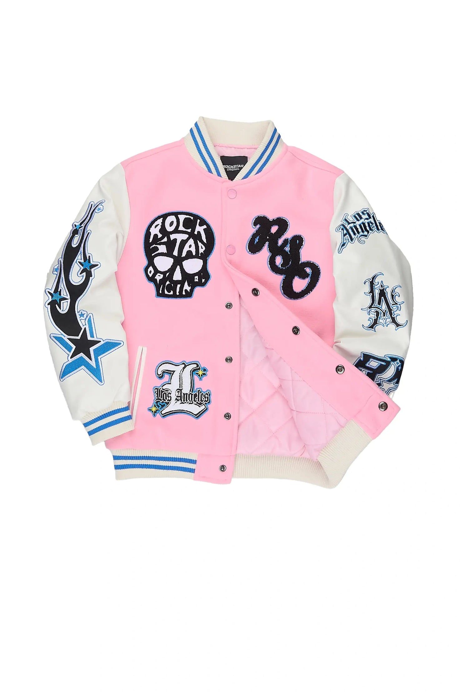 Girls Jermika Pink Oversized Varsity Jacket