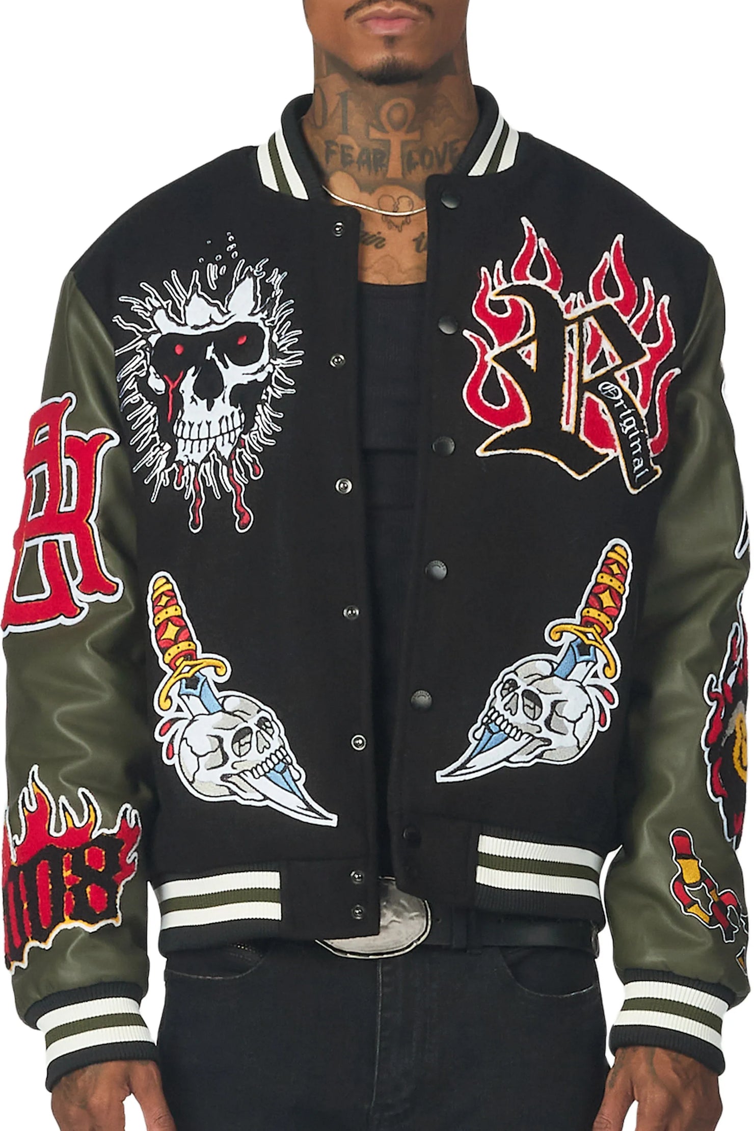 Clarke Black/Olive Varsity Jacket