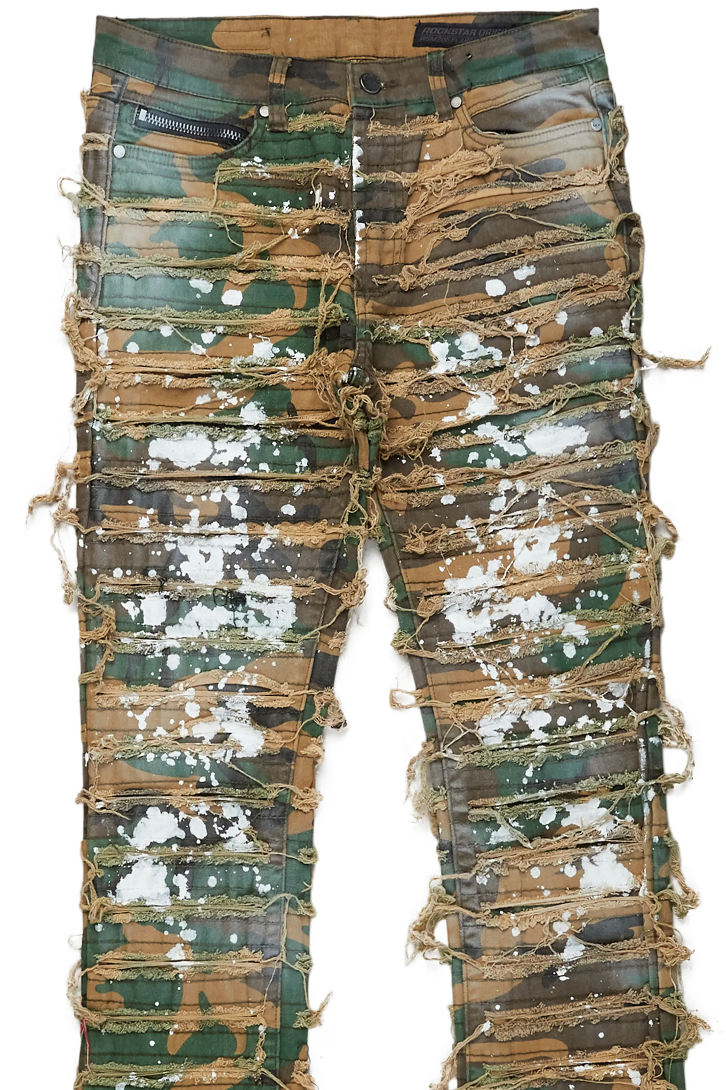 Xuan Faded Camo Painter Stacked Flare Jean