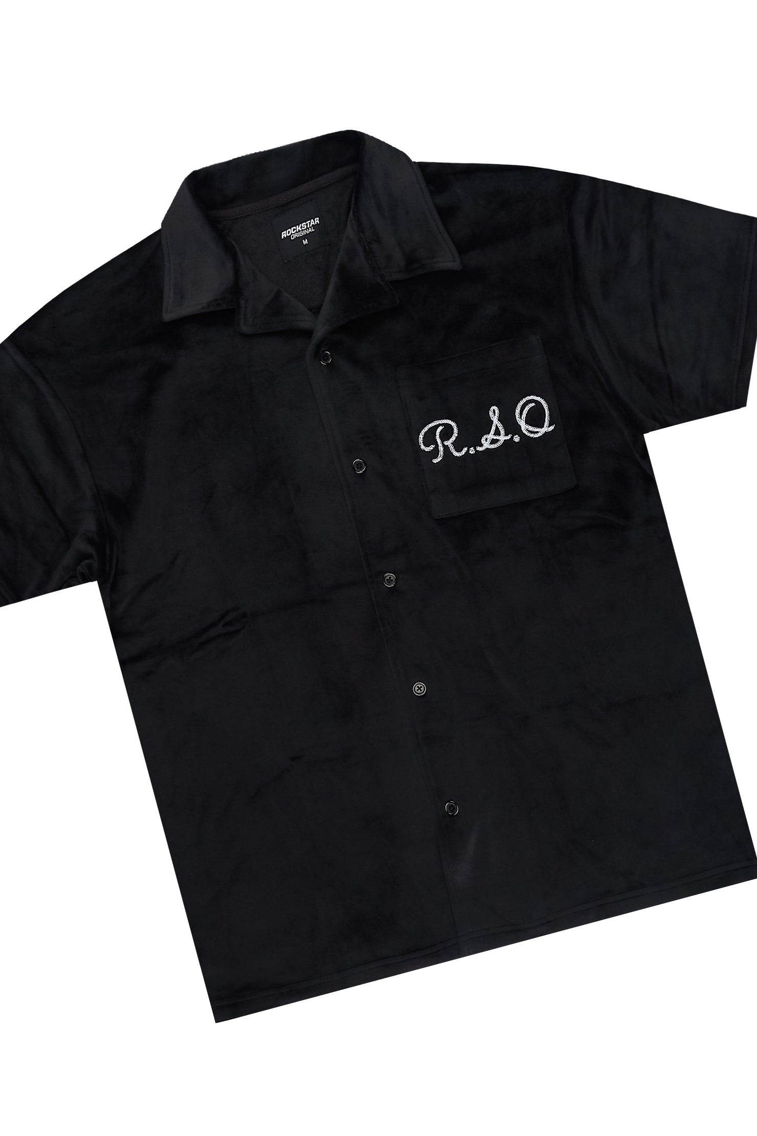Crusoe Black Button Down Shirt/Short Set