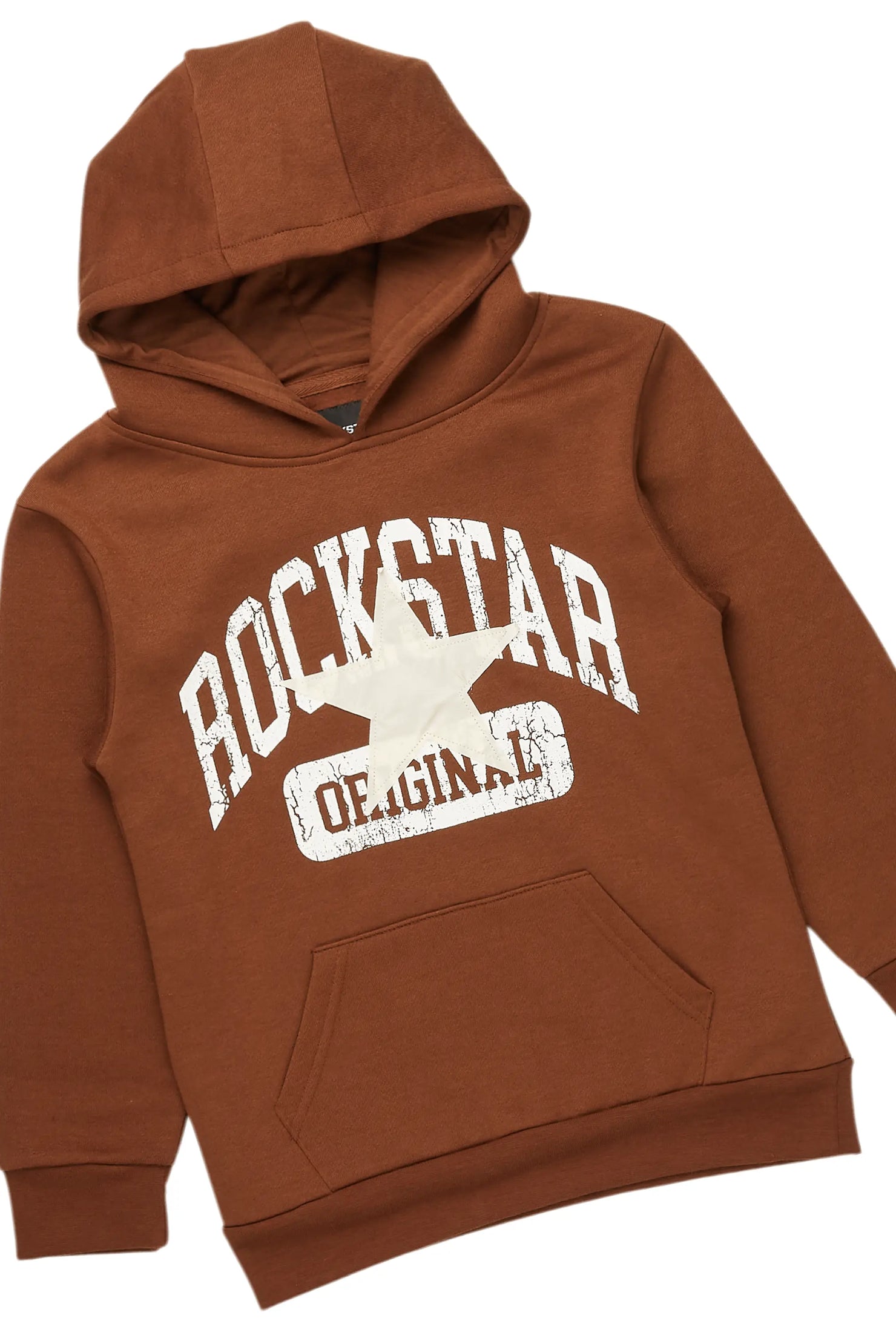 Boys Mallor Brown Baggy Stacked Hoodie Track Set