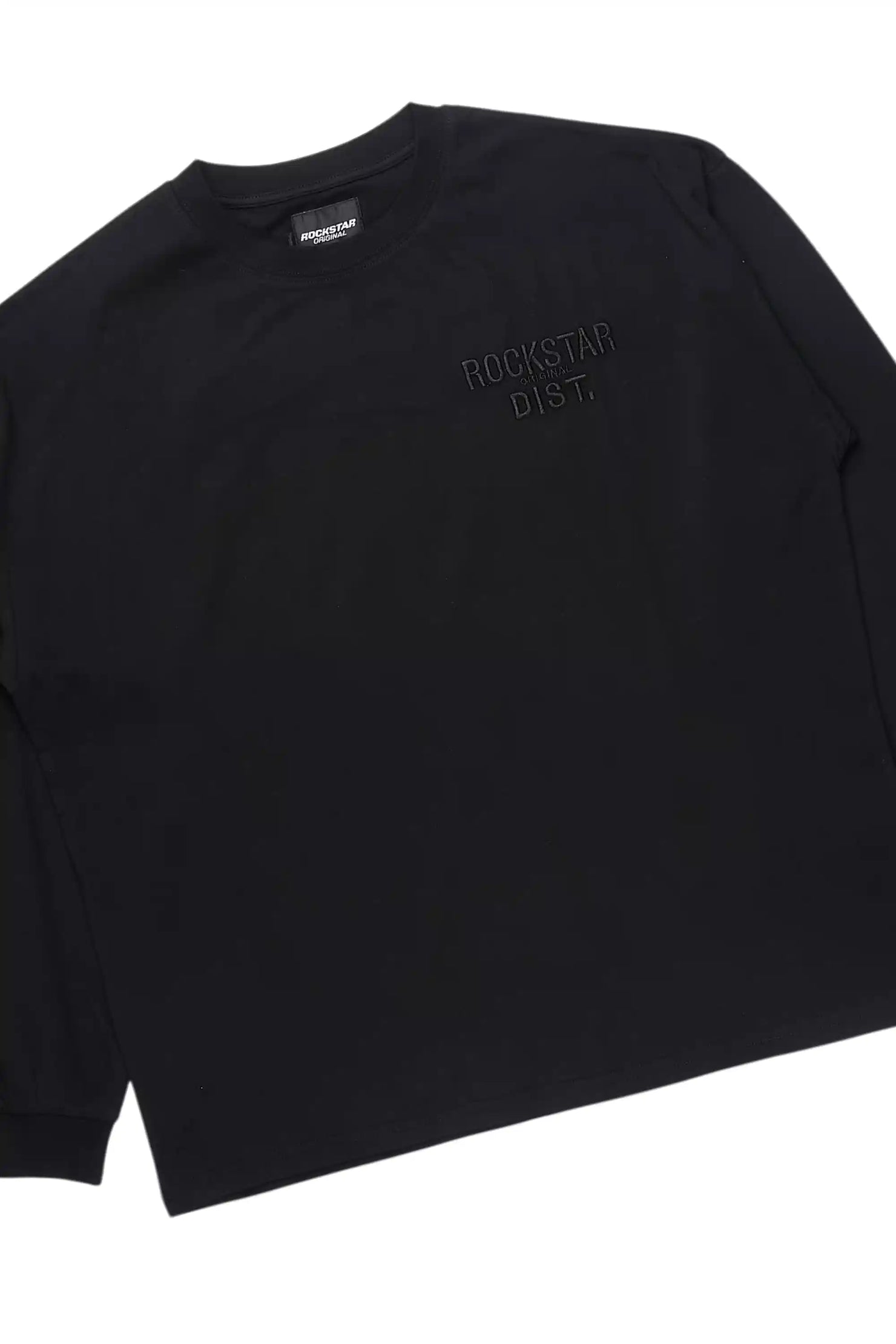 Antal Black Long Sleeve T-Shirt/Baggy Stacked Track Set