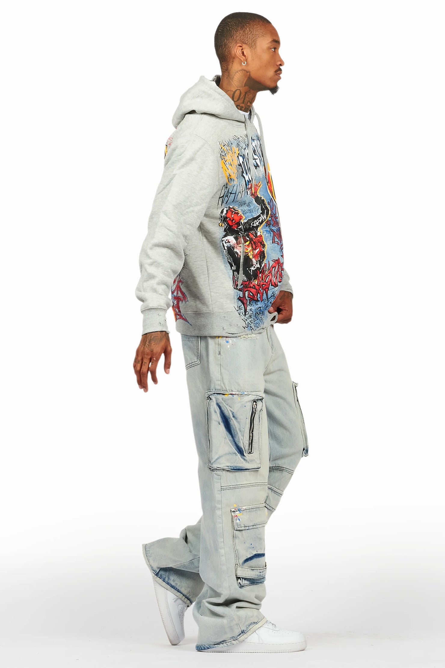 Yooz Grey/Blue Hoodie/Baggy Fit Jean Bundle