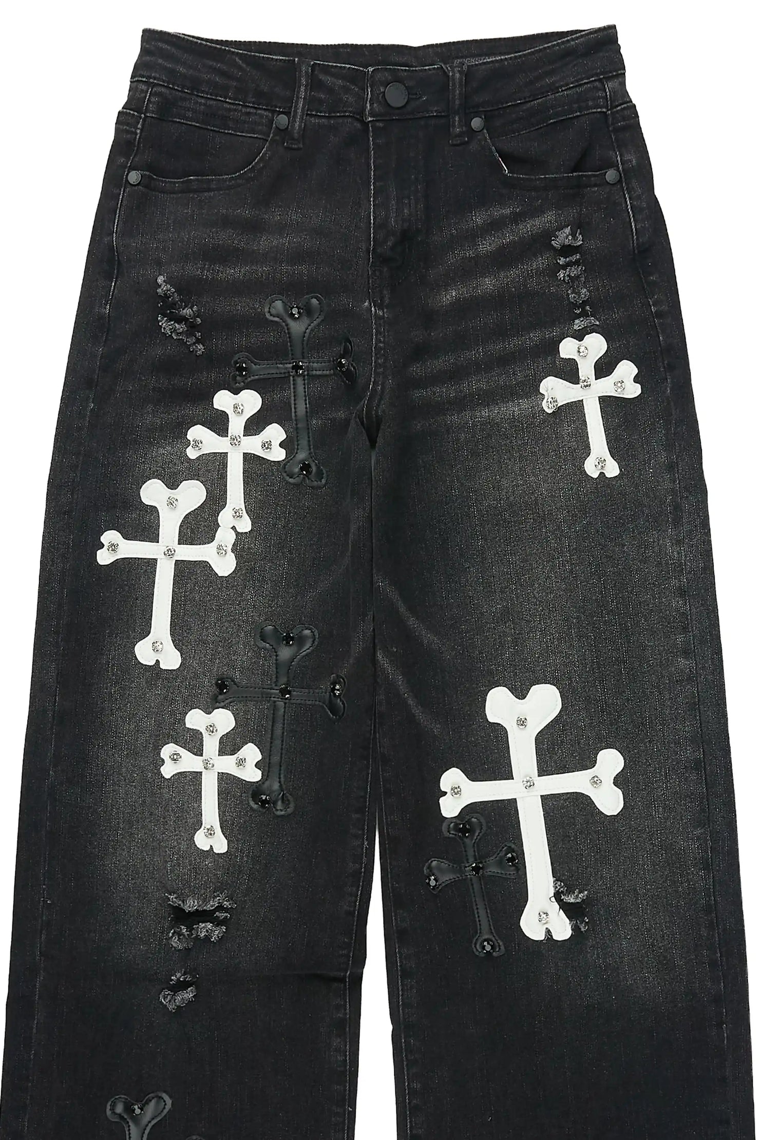 Boys Oliver Dark Grey Patch Baggy Fit Jean