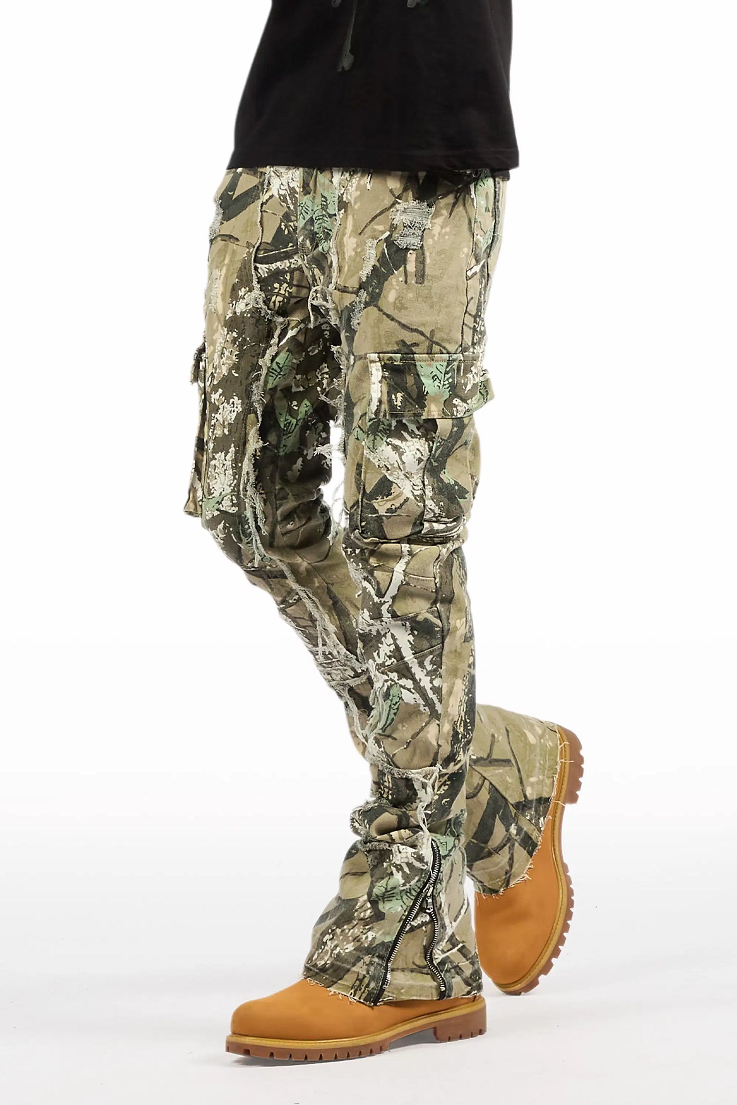 Aftermath Tree Camo Stacked Flare Jean