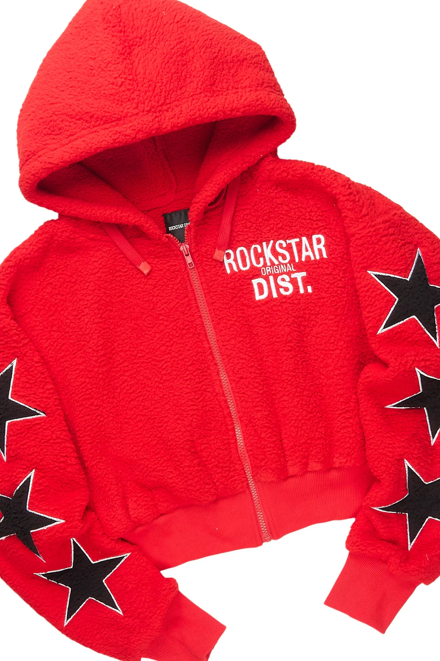 Dainisha Red Sherpa Zip Up Stacked Track Set