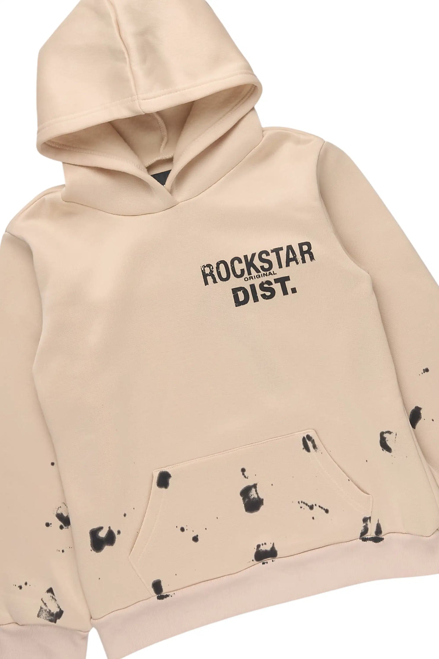 Boys Raffer 2.0 Beige Hoodie/Stacked Flare Track Set
