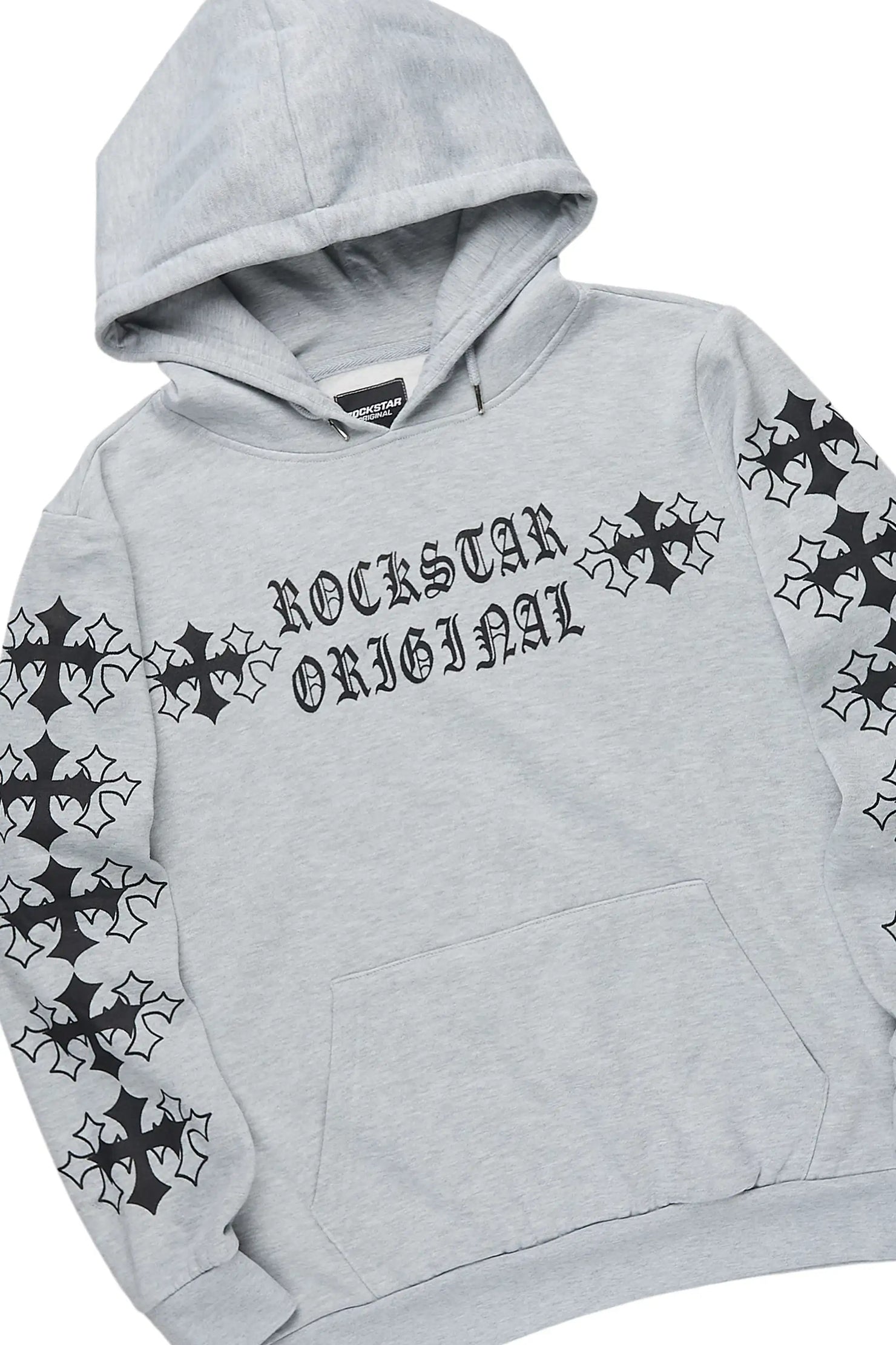 Zeiric Heather Grey/Black Hoodie/Stacked Flare Track Set